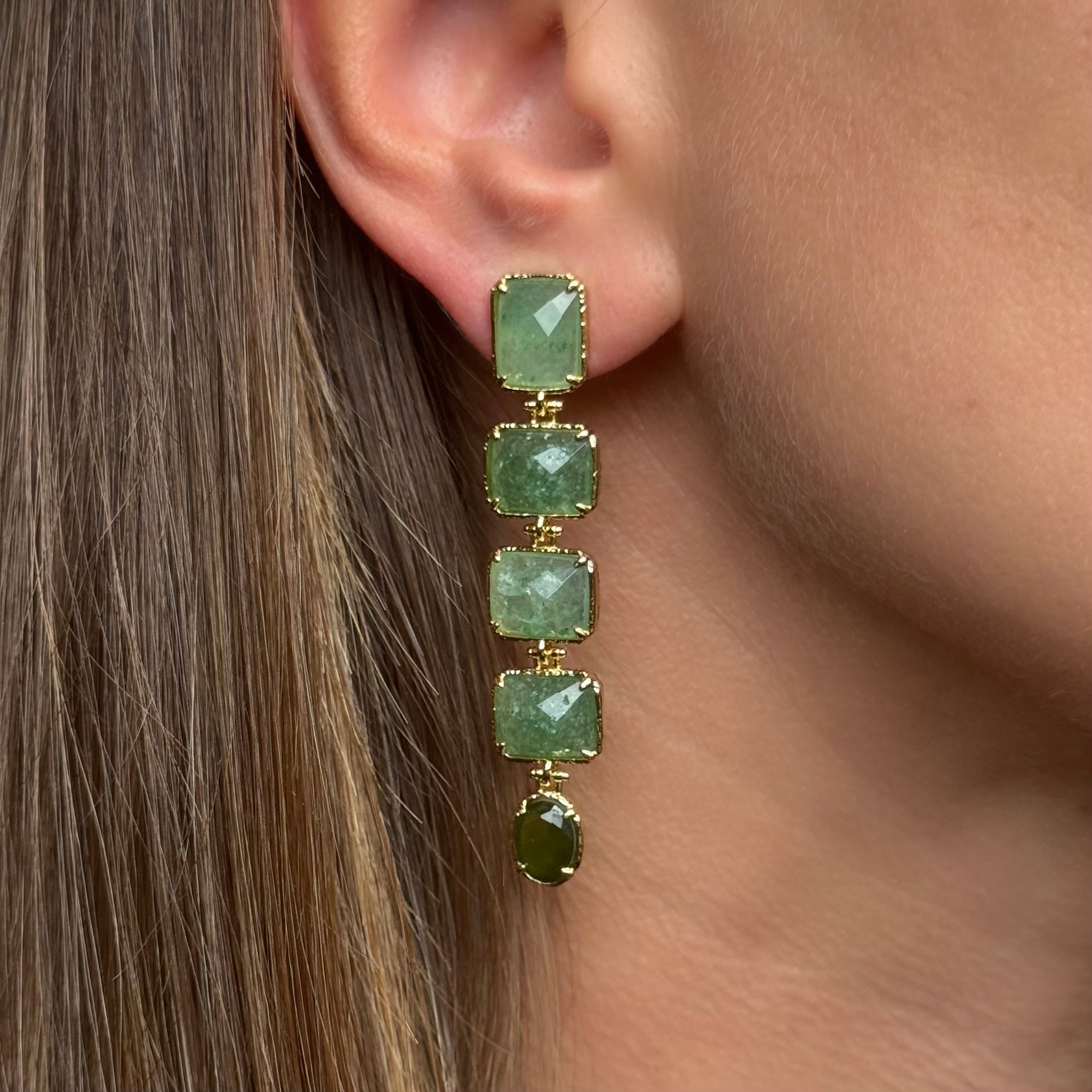 Boucles d’oreilles pendantes "Chrysoprase"