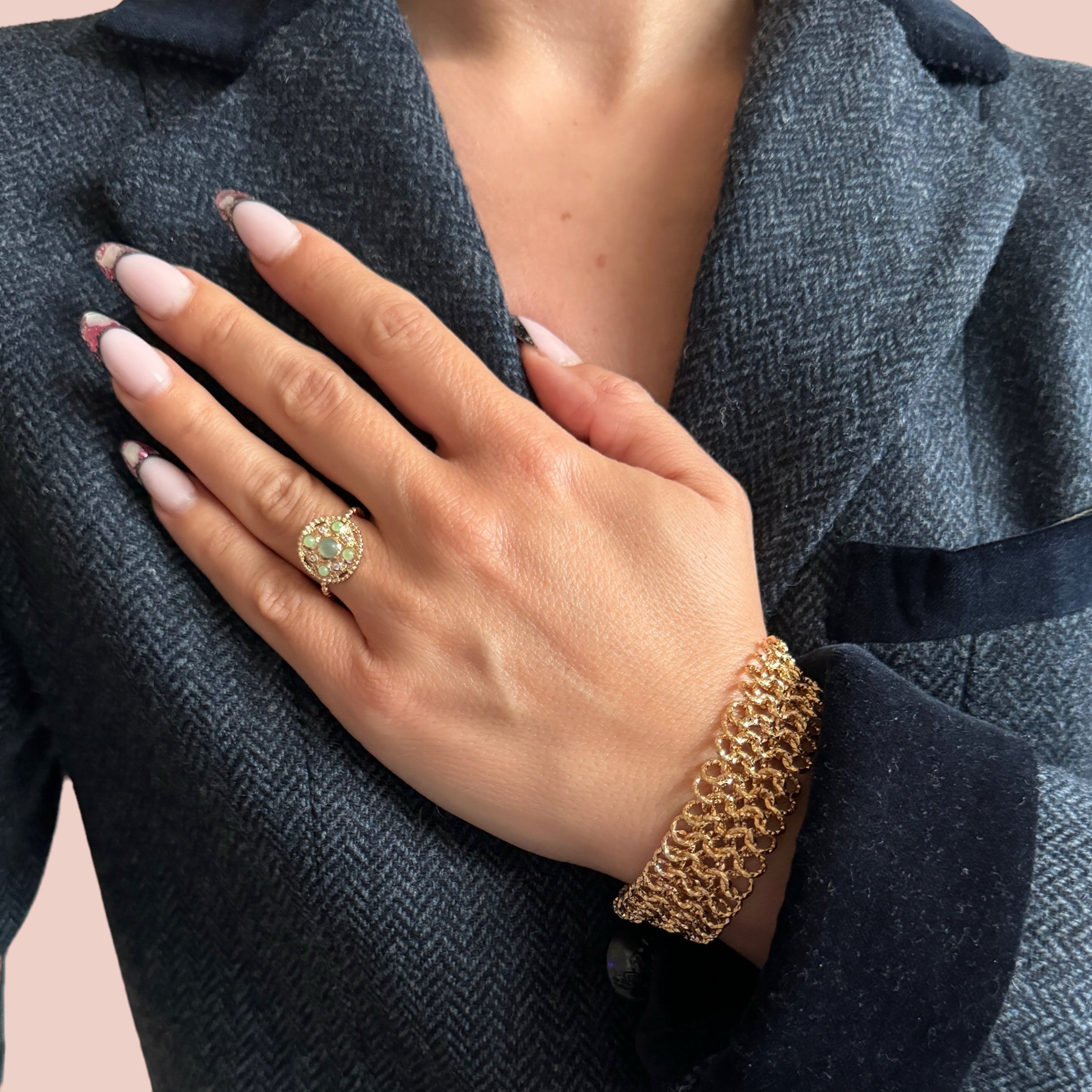 Gold plated "Aventurine stone" ring