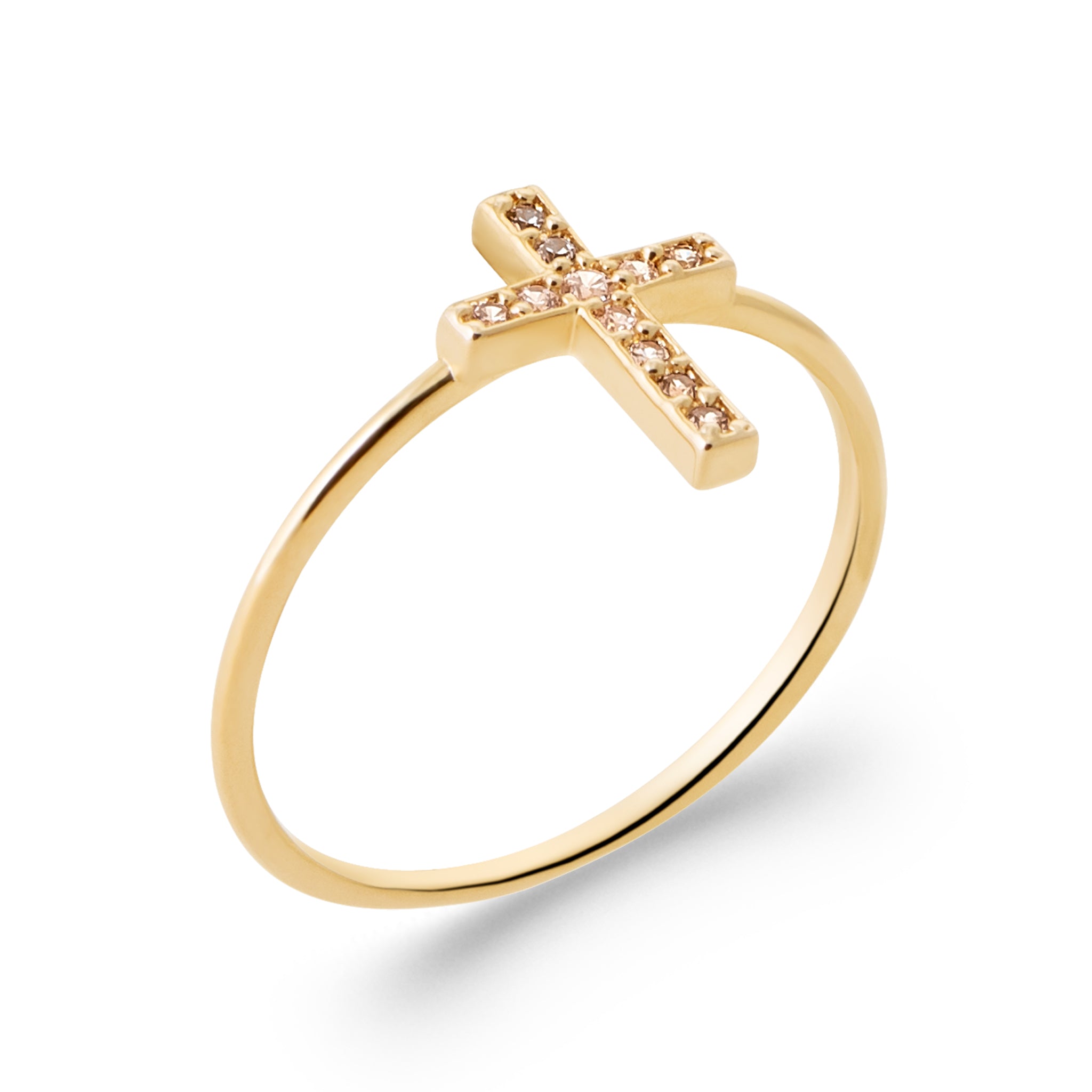 Bague « Croix sertie » plaqué or