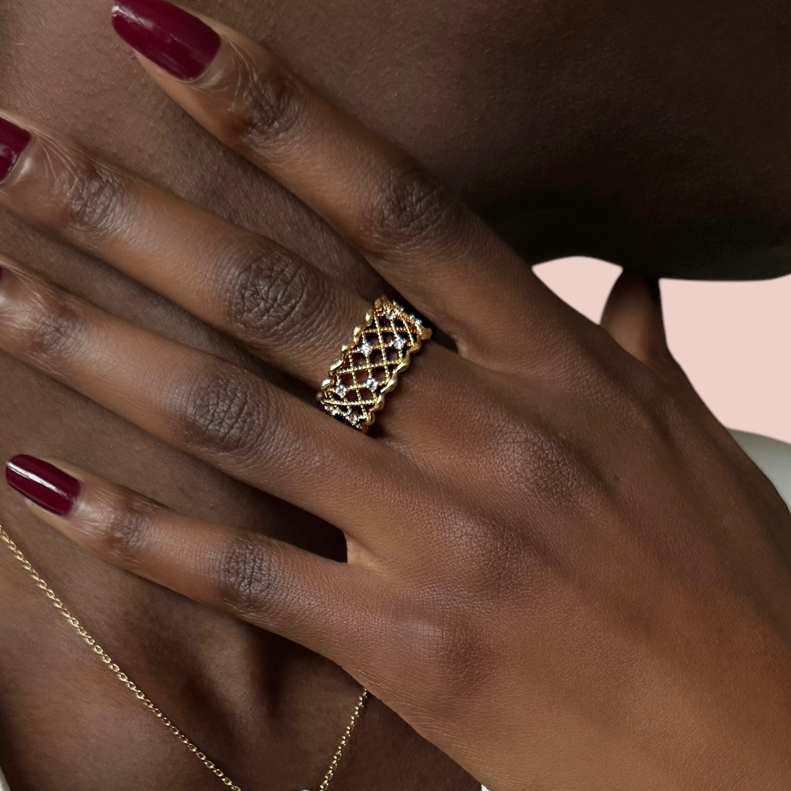 Bague « Dentelle » plaqué or