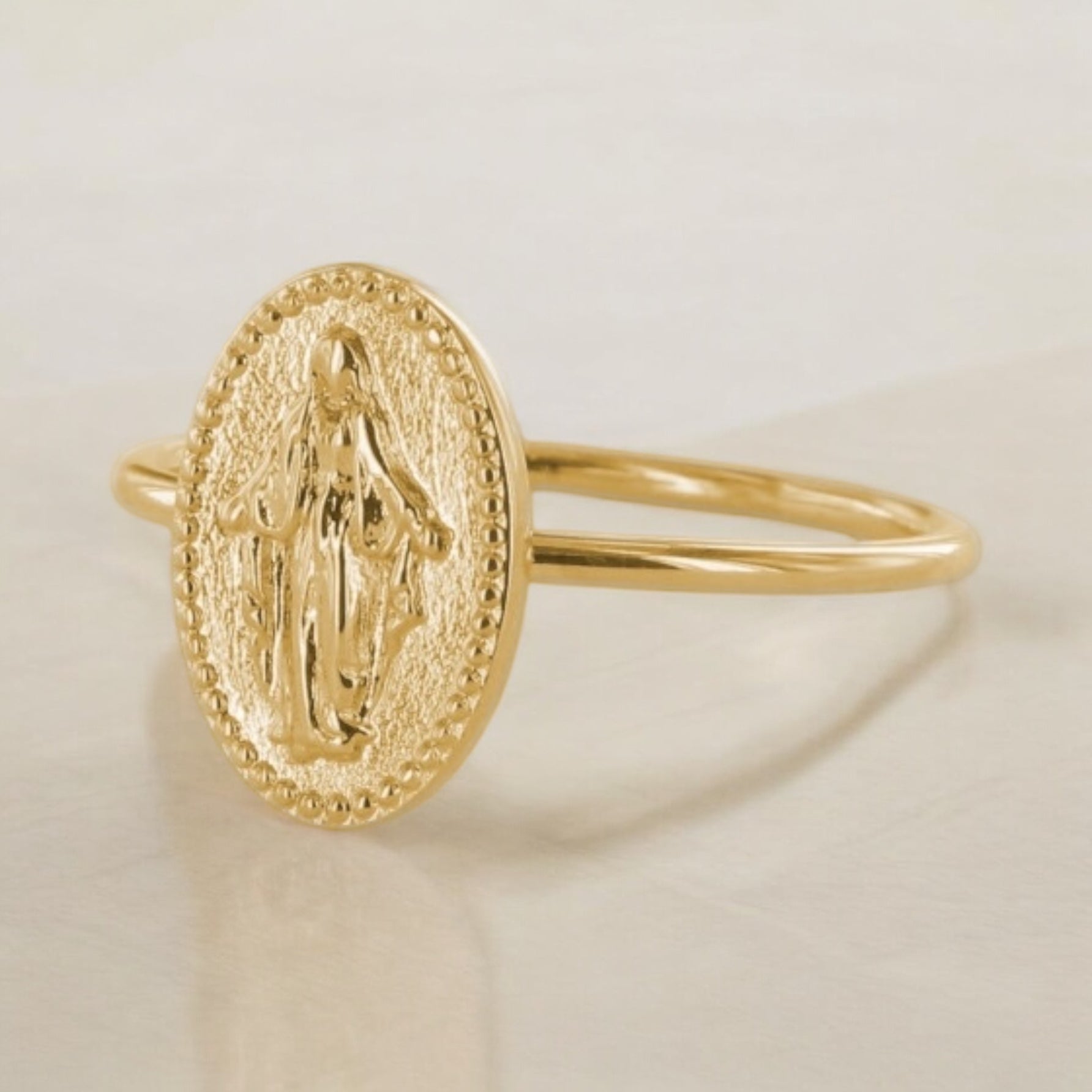 Gold-plated “Virgin Mary Medal” ring