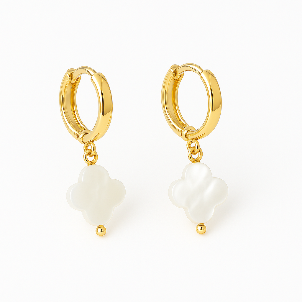 Boucles d’oreilles « Trèfle nacre » plaqué or