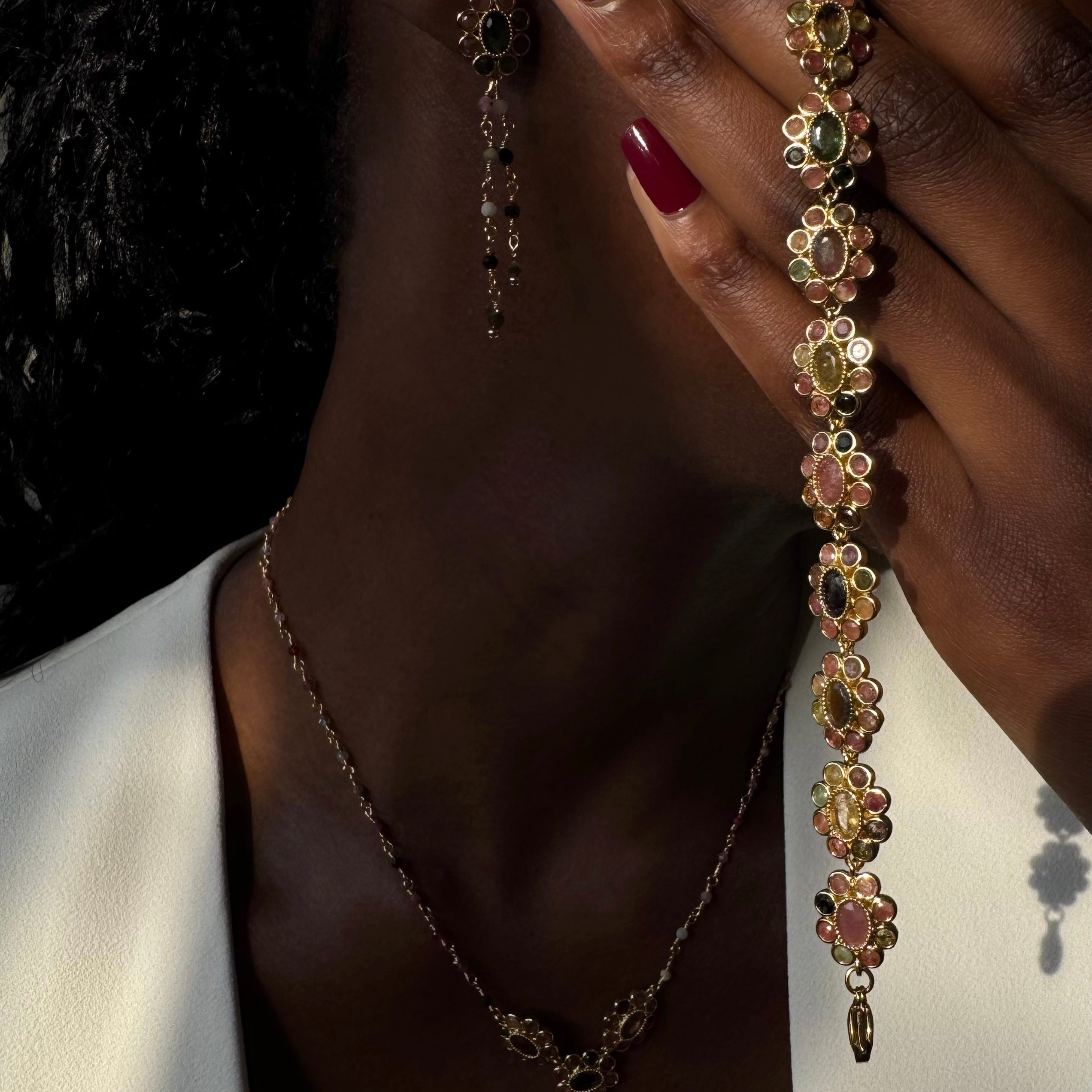 Bracelet "Fleurs tourmaline"