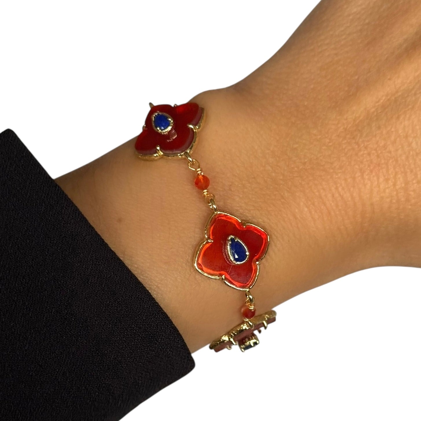 Bracelet chaîne « Trèfle » pierres naturelles