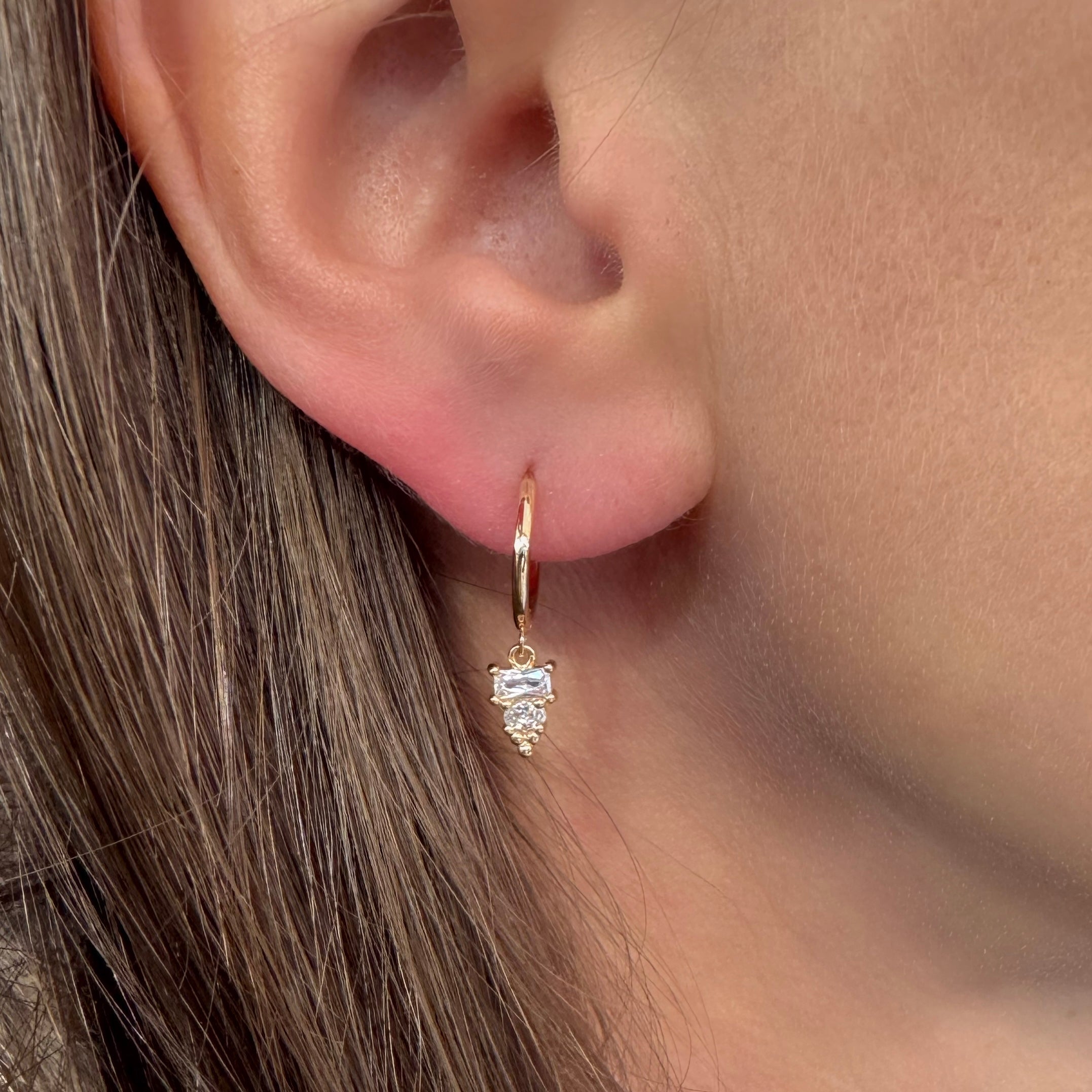 Boucles d’oreilles « créoles pendants brillants » plaqué or