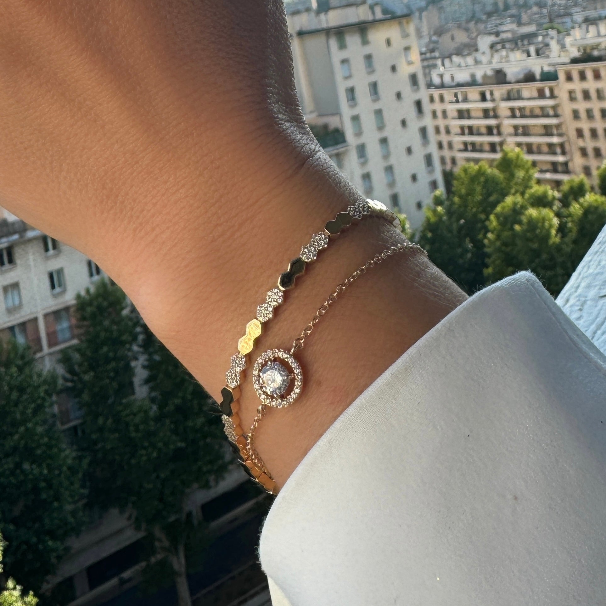 Bracelet « Facettes géométriques » plaqué or