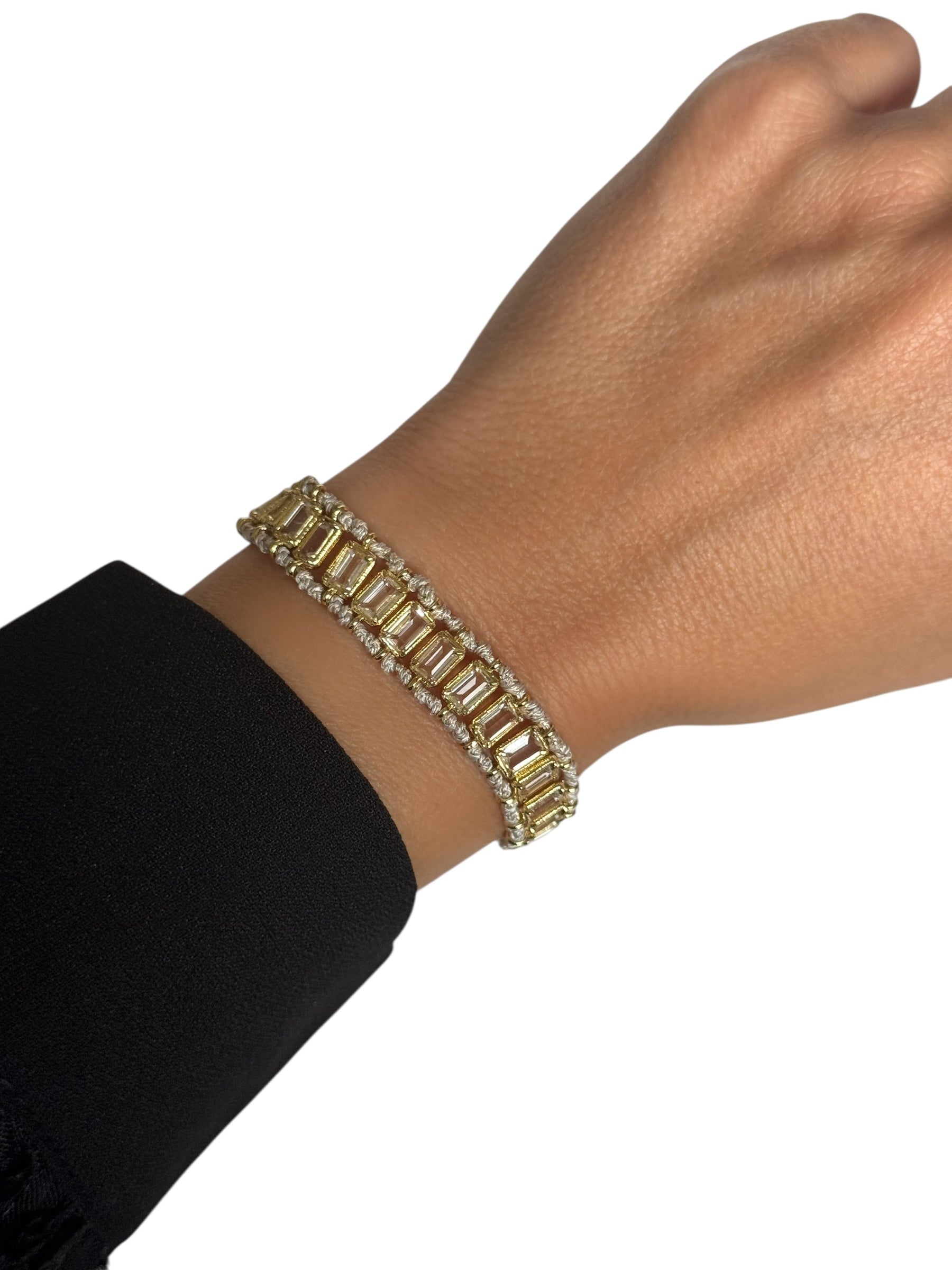 Bracelet Tressé – Pierres Rectangulaires & Finitions Dorées