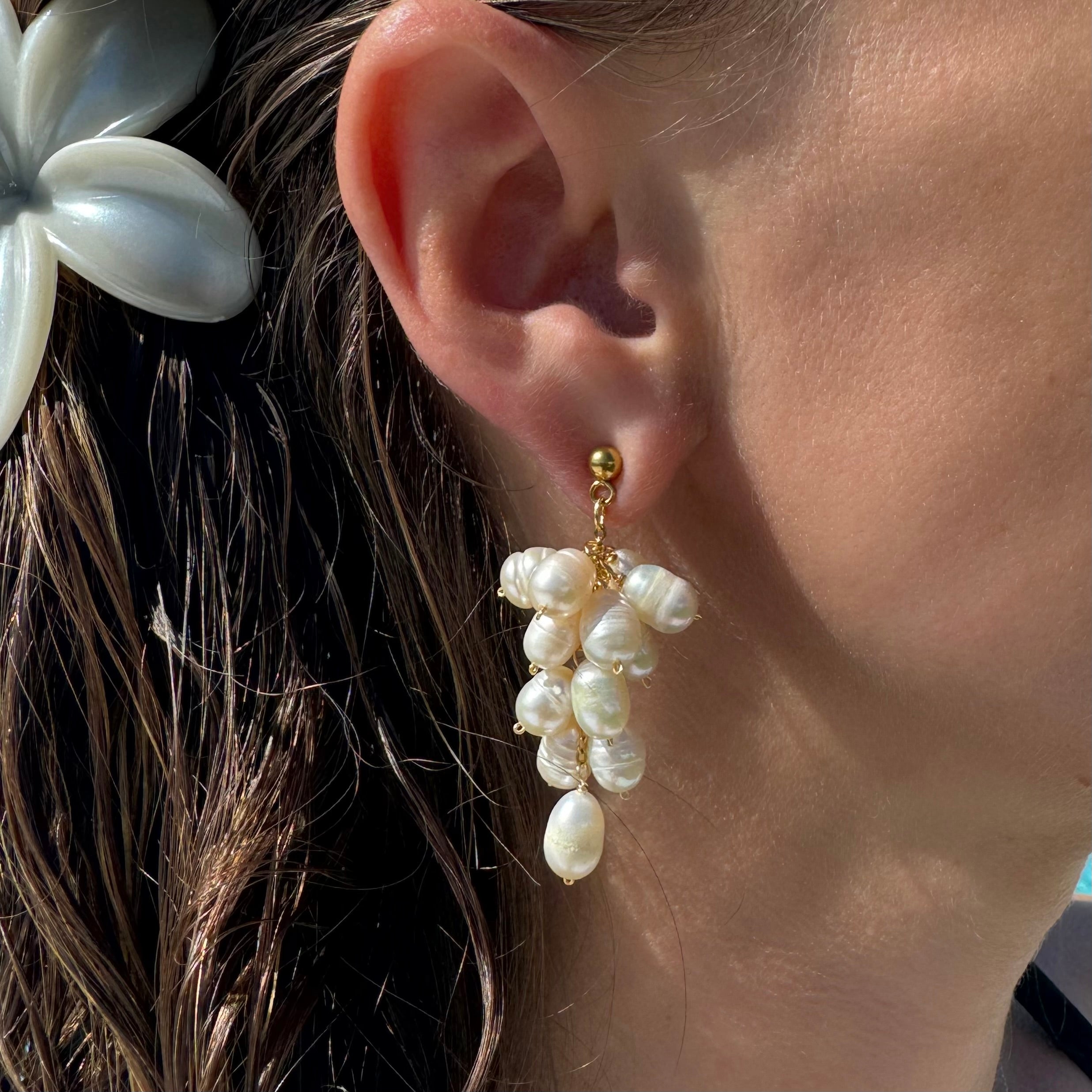 Boucles d’oreilles Grappe de perles d’eau douce