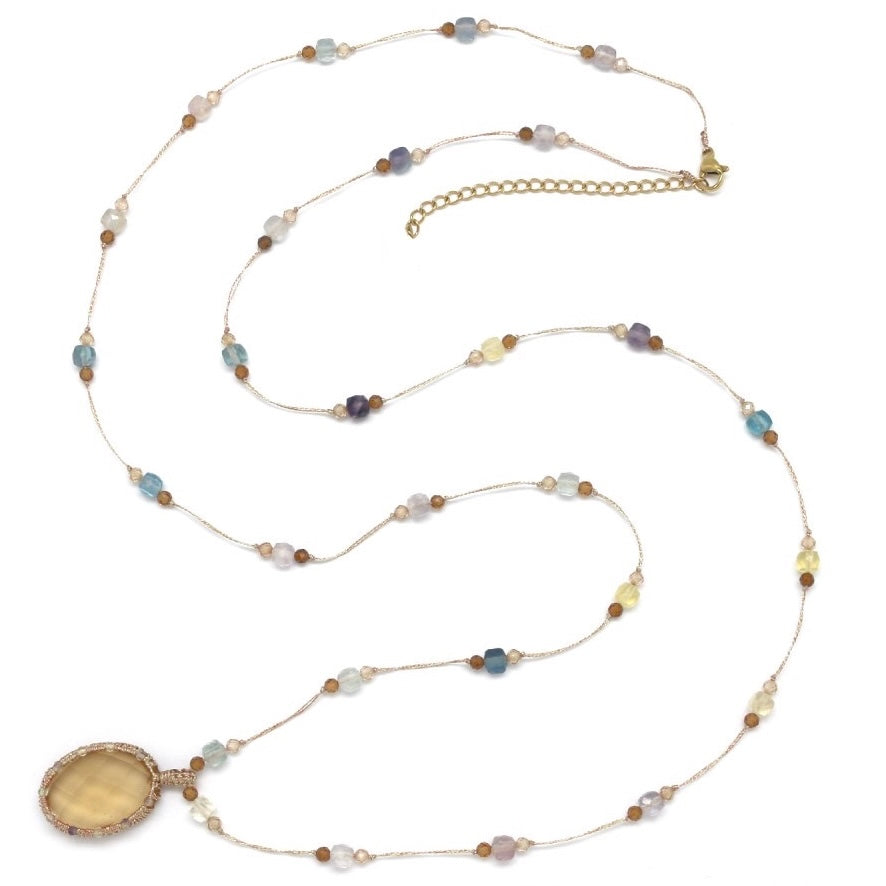 Sautoir Œil de chat cuivre – Élégance fine & pierre naturelle