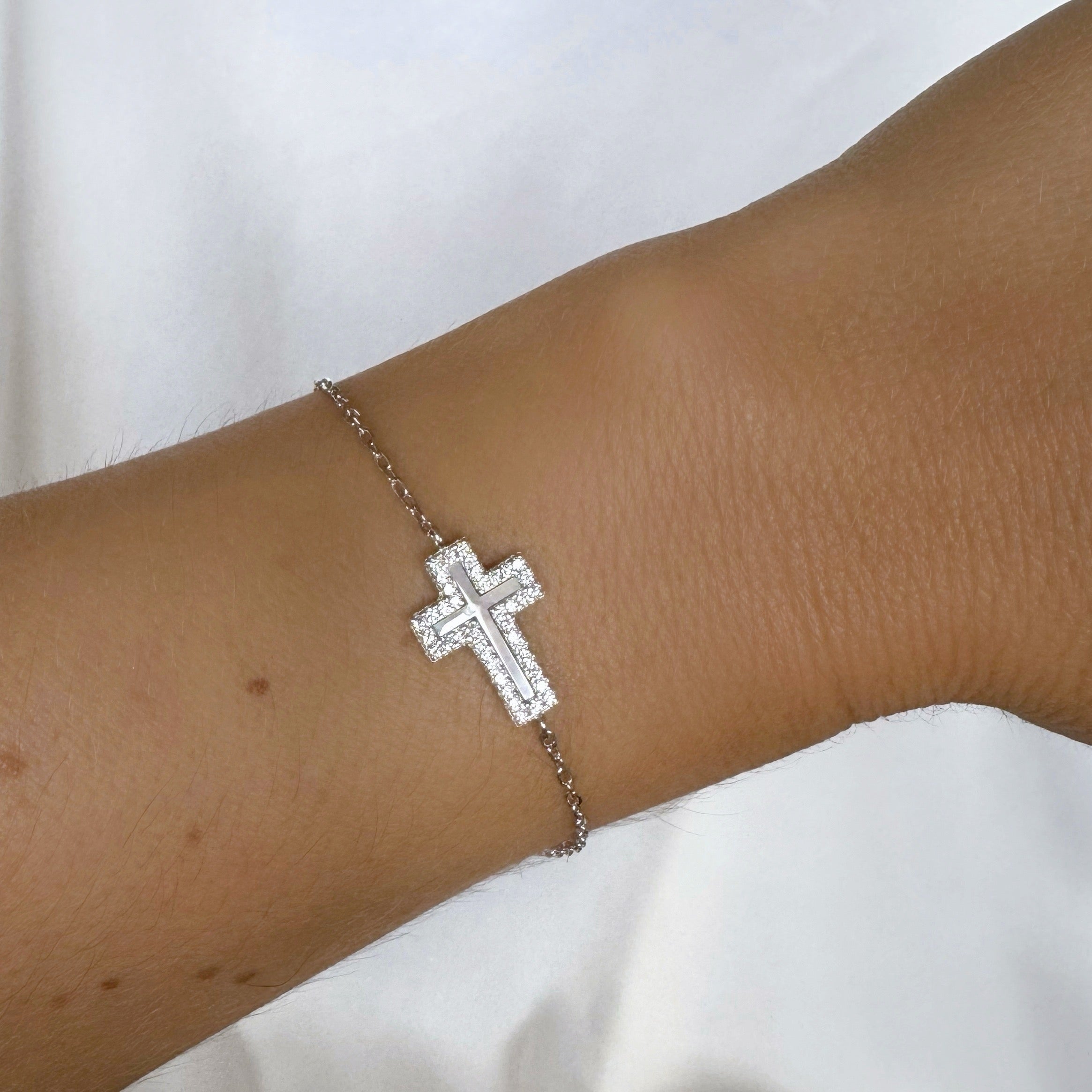 Bracelet « Croix nacre » argent 925