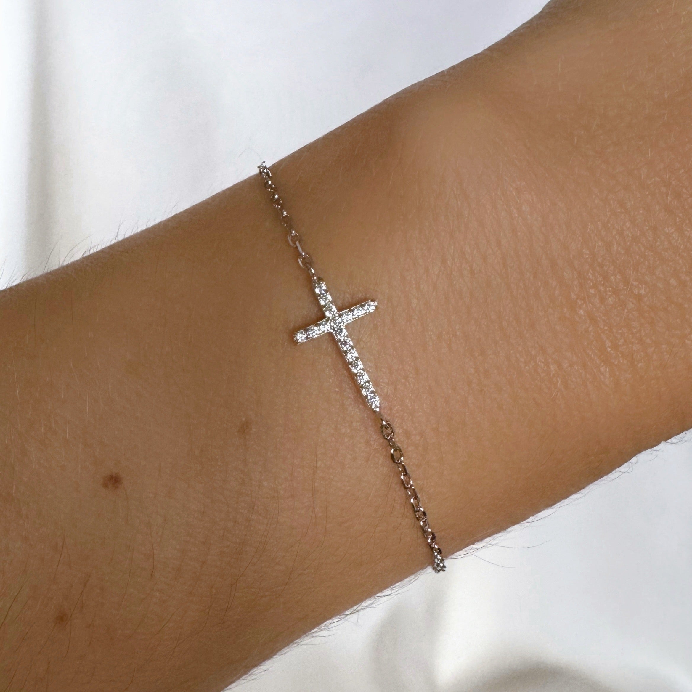 Bracelet « Croix » argent 925 rhodié
