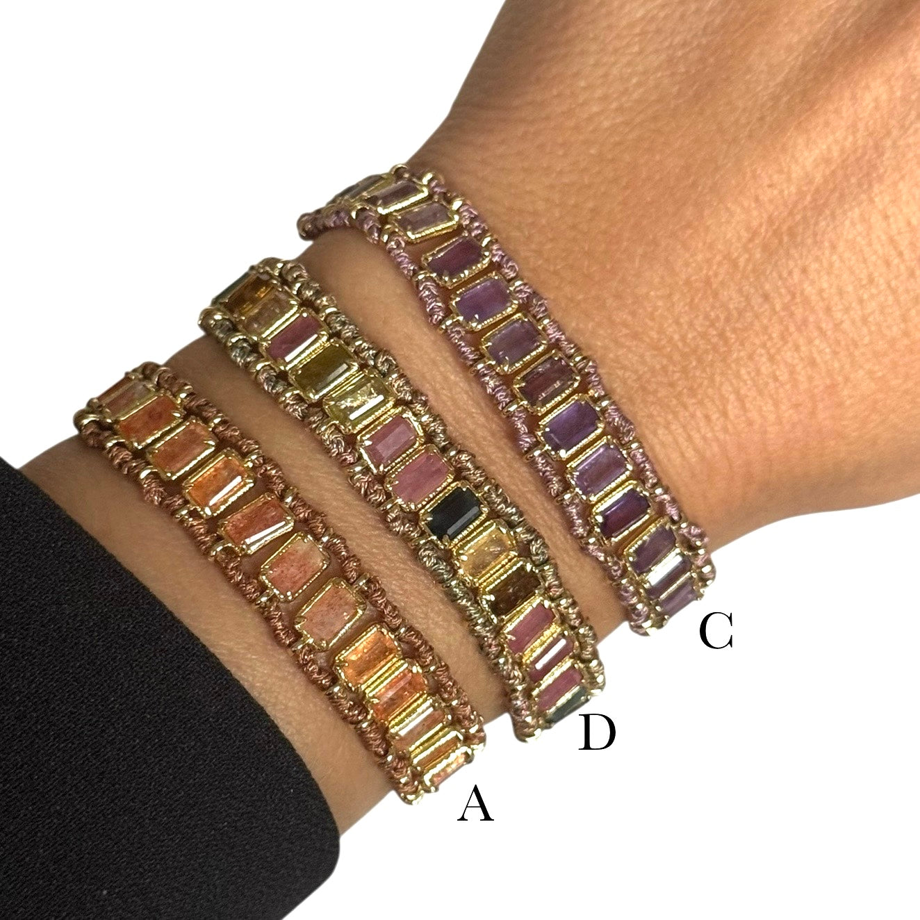 Bracelet Tressé – Pierres Rectangulaires & Finitions Dorées