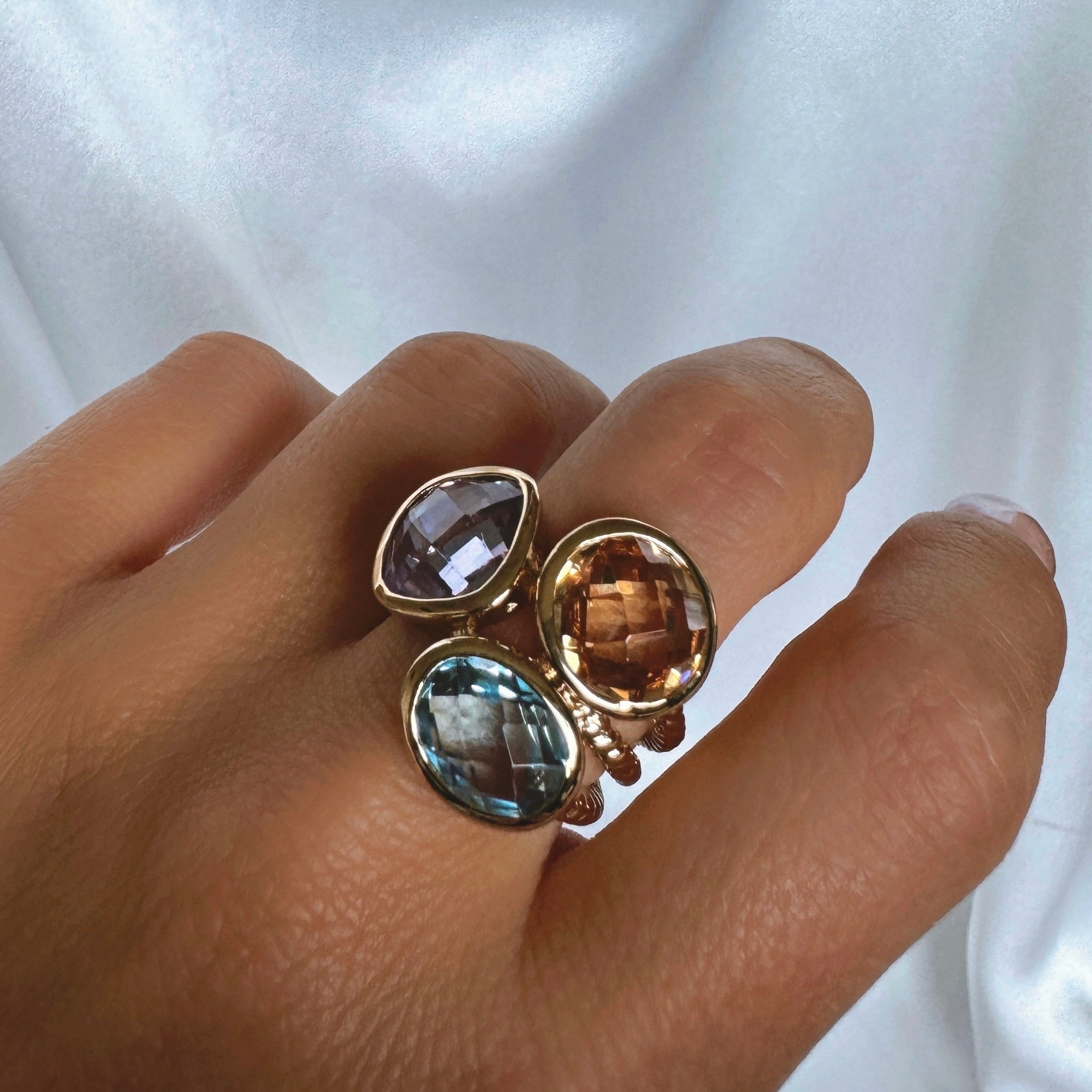 Bague « 3 pierres » plaqué or