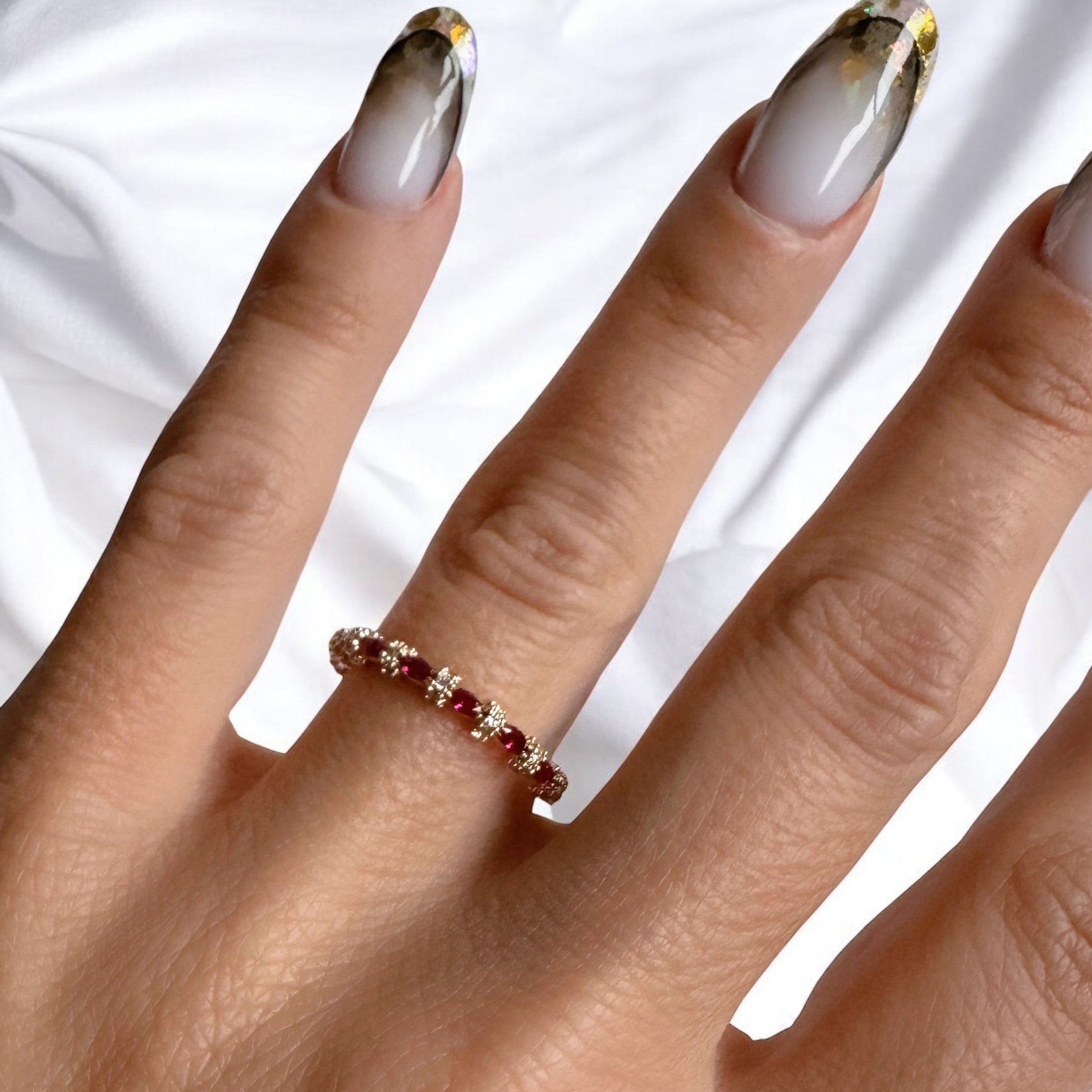 Bague « Couleur Rubis » plaqué or