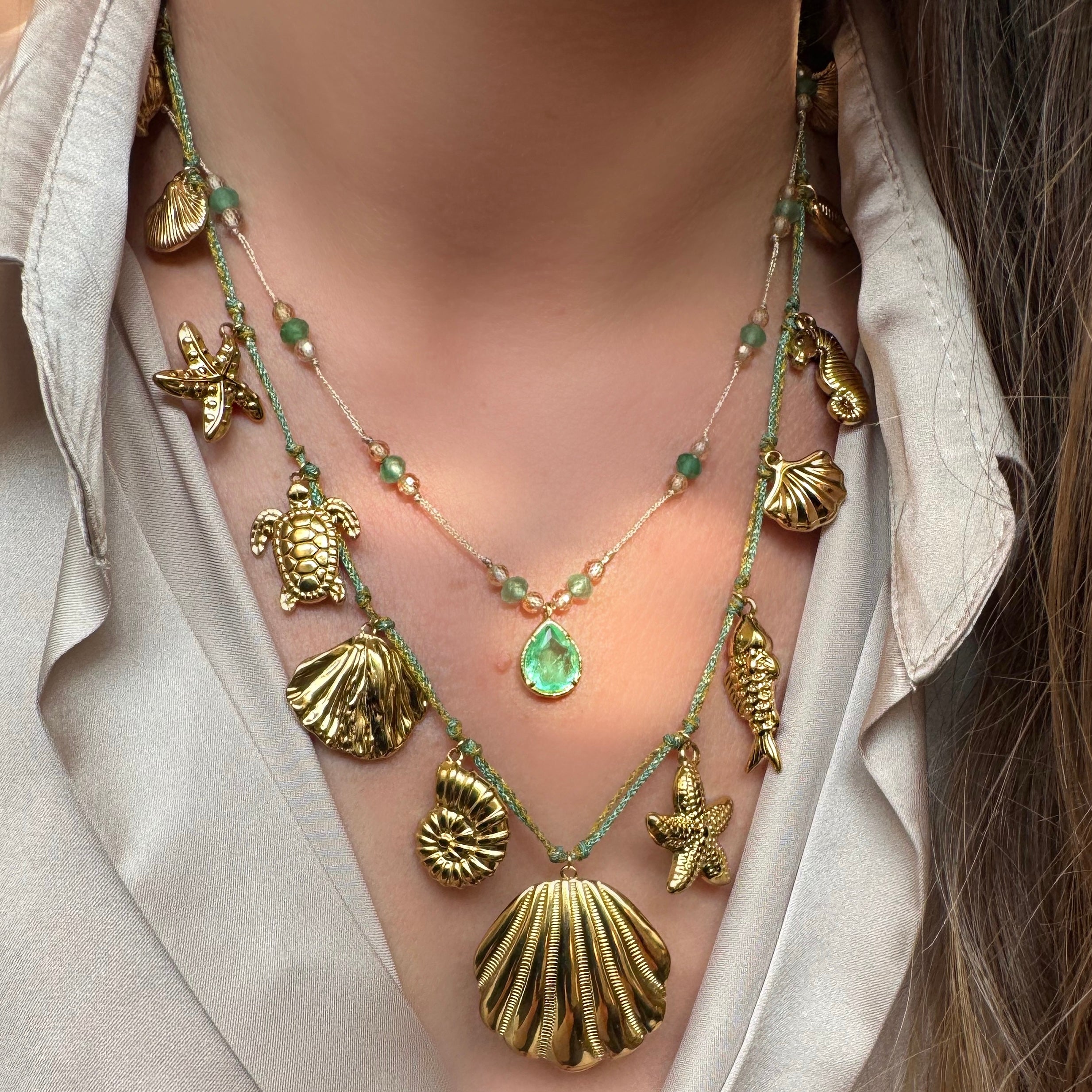 Collier “Trésors de l’Océan” – Charms Coquillages & Créatures Marines