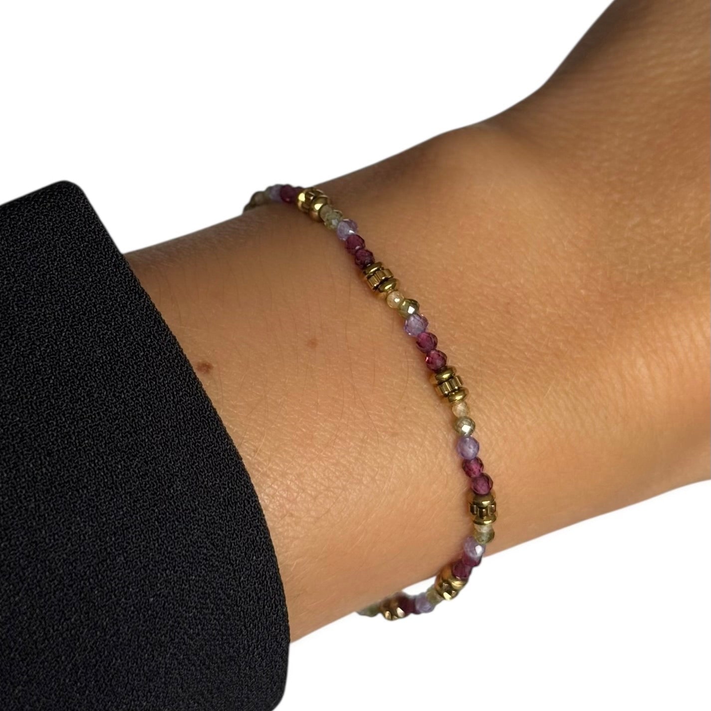 Bracelet « Pierres fines » Améthyste • Grenat • Péridot