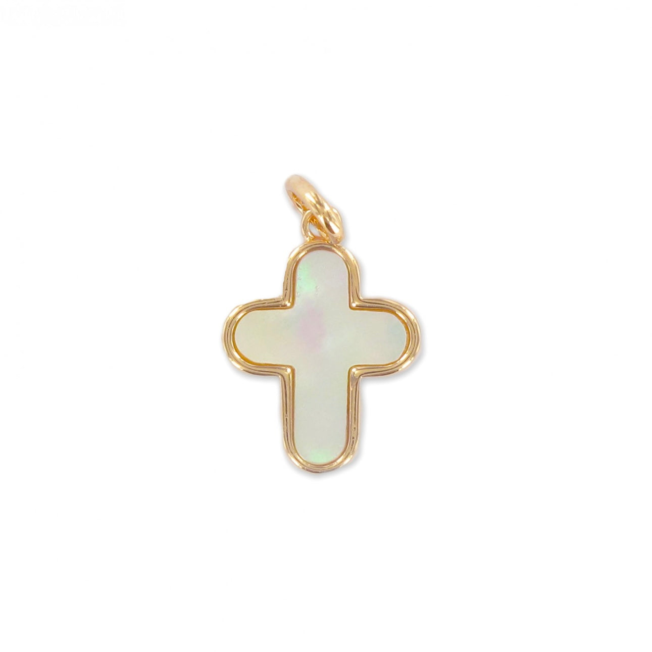 Pendentif "Croix" plaqué or et nacre