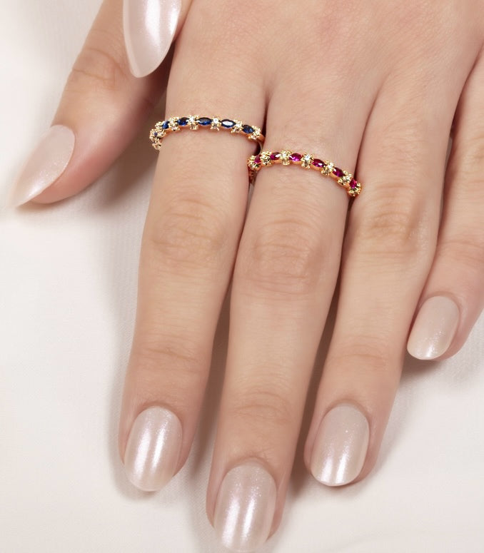 Bague « Couleur Rubis » plaqué or