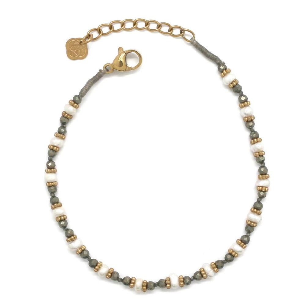 Bracelet « Pyrite et perles d’eau douce »