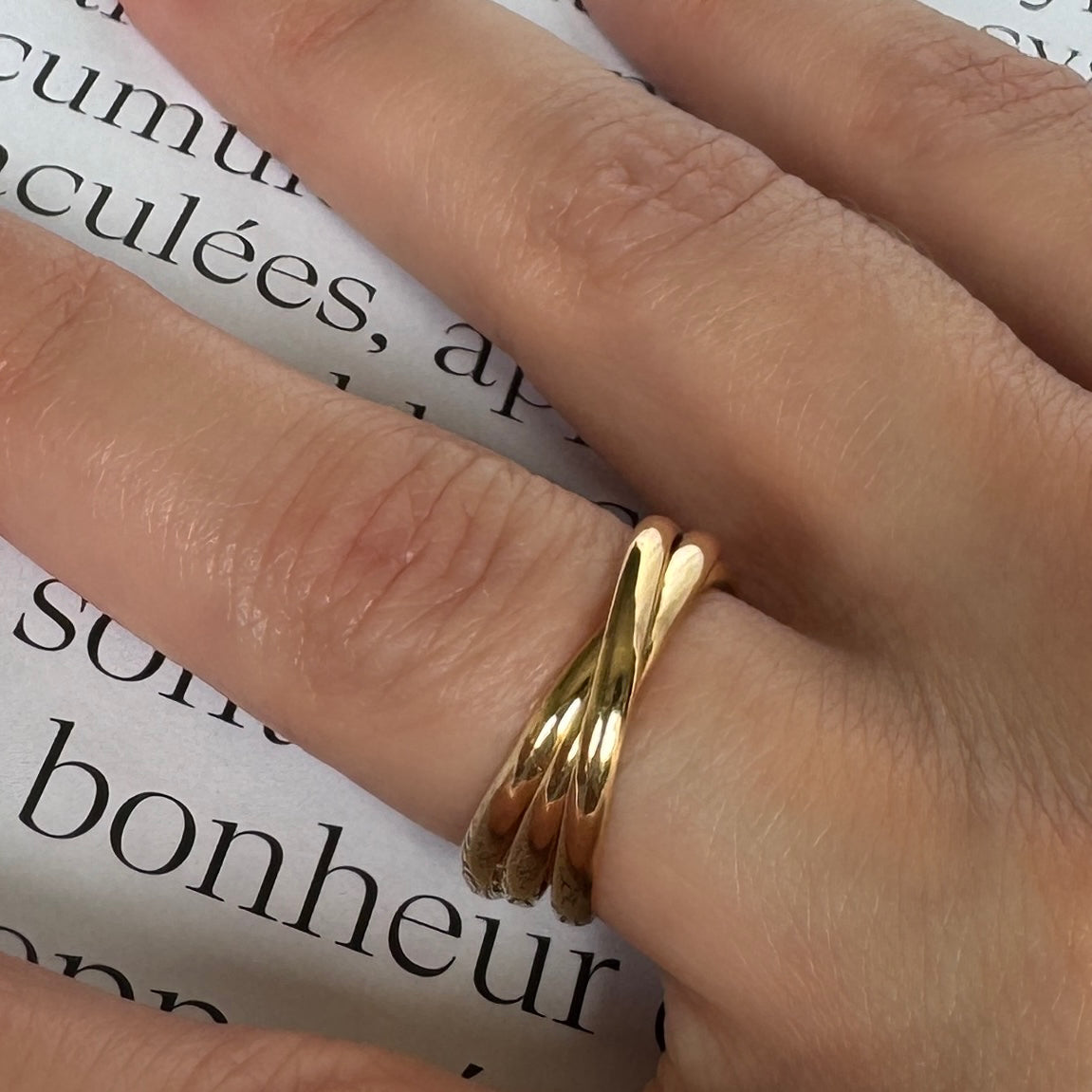 Bague « 3 anneaux » plaqué or