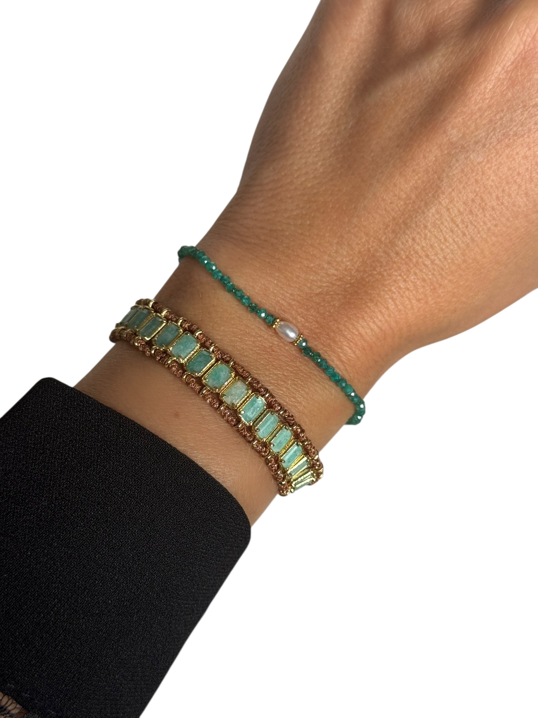 Bracelet Tressé – Pierres Rectangulaires & Finitions Dorées