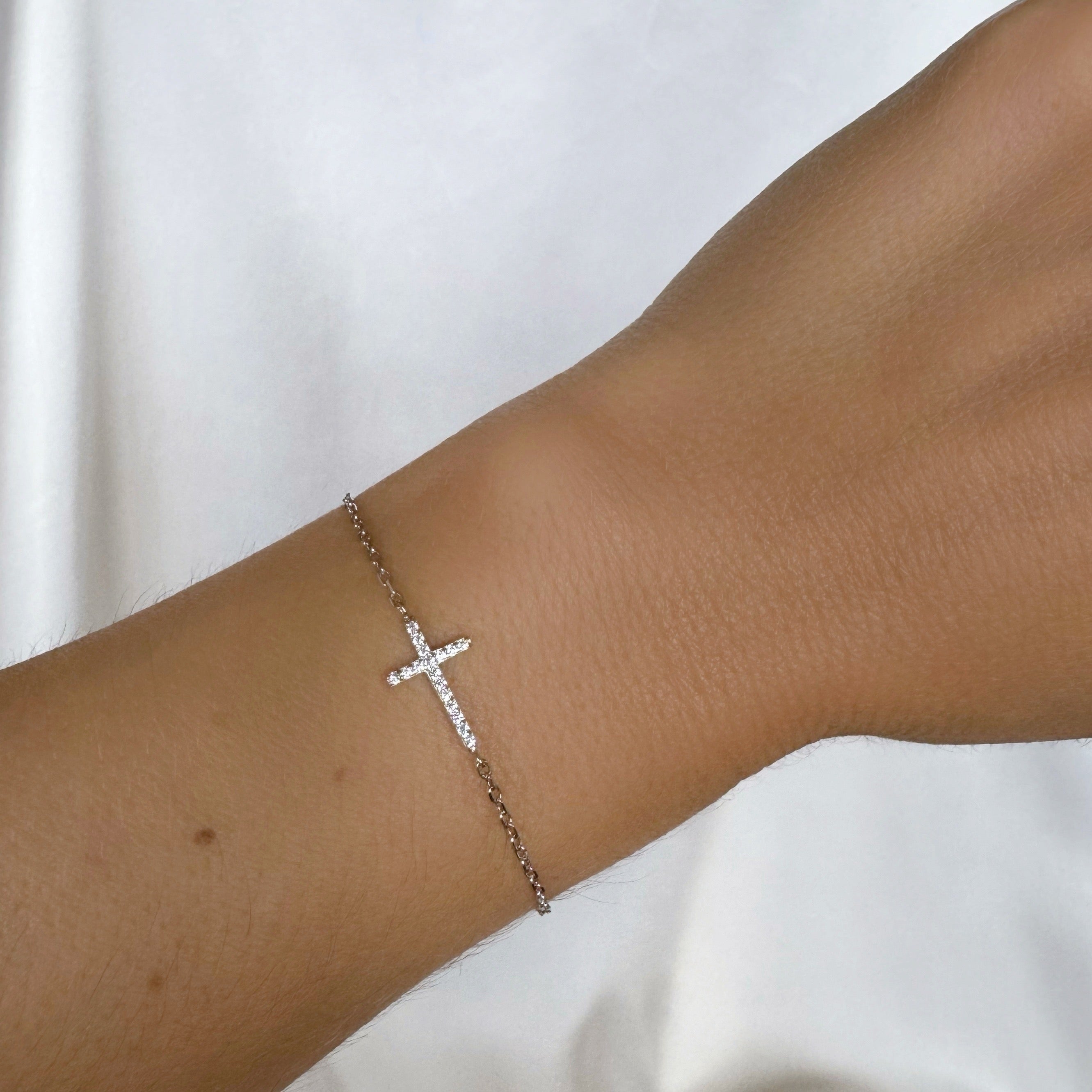 Bracelet « Croix » argent 925 rhodié