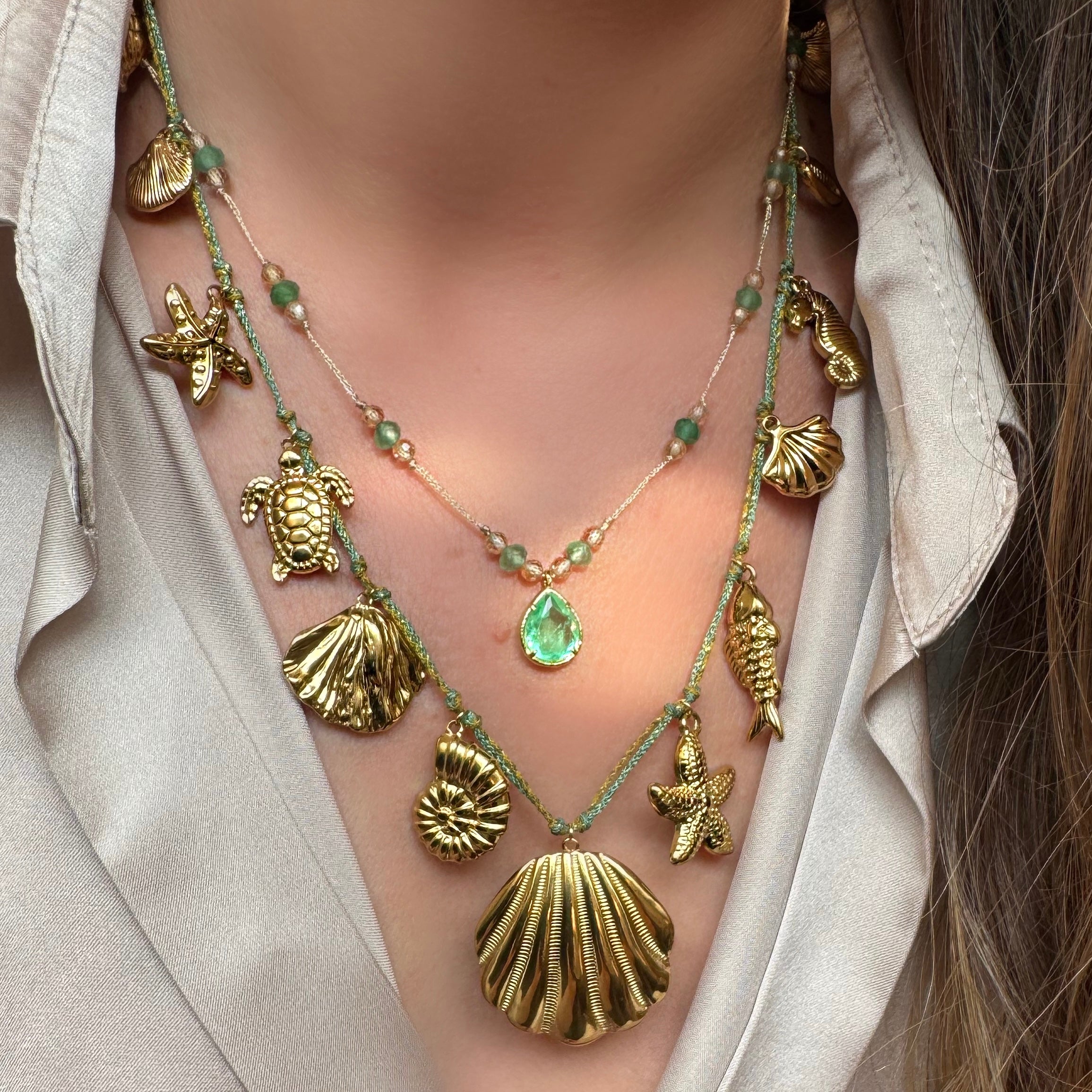 Collier “Trésors de l’Océan” – Charms Coquillages & Créatures Marines