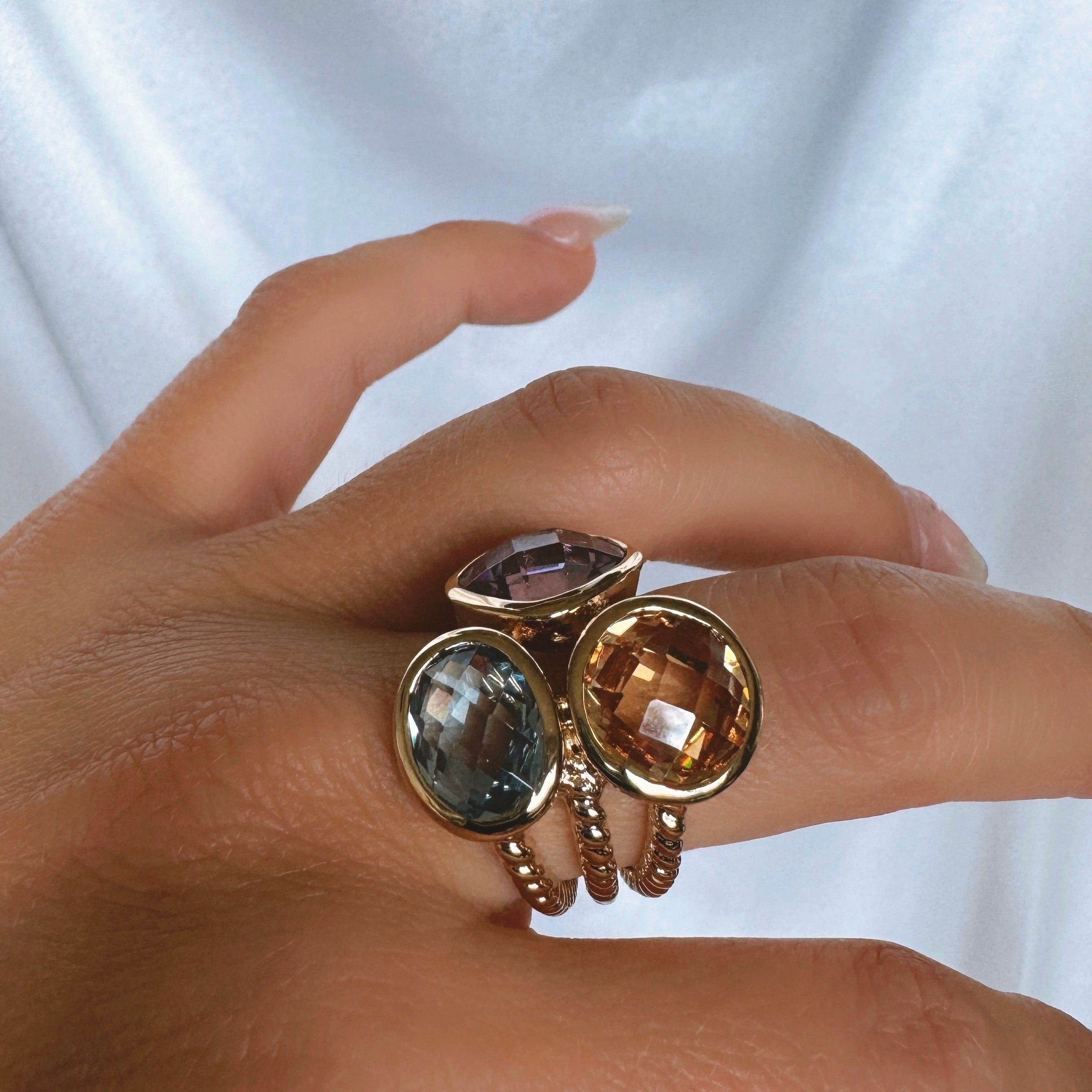 Bague « 3 pierres » plaqué or