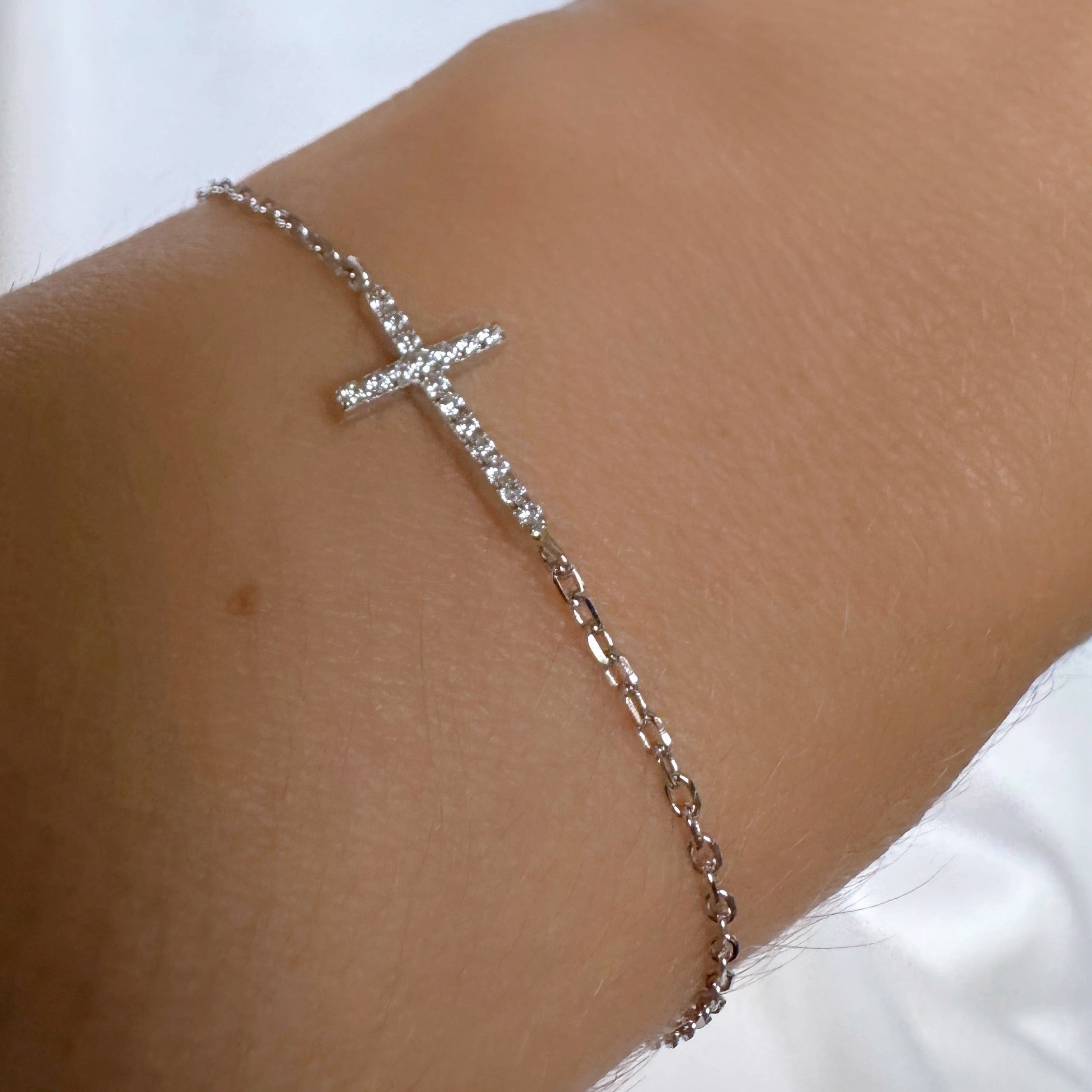 Bracelet « Croix » argent 925 rhodié