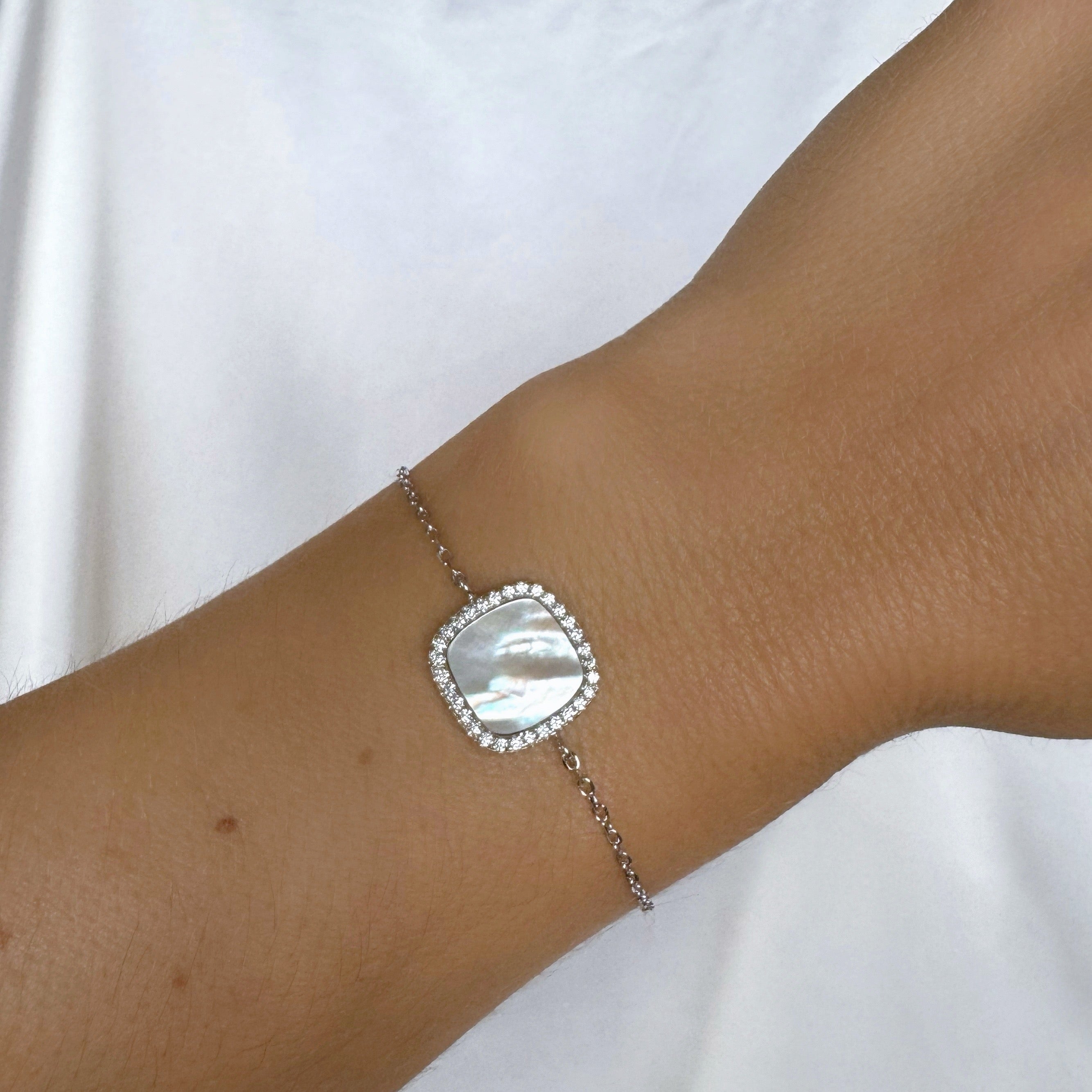 Bracelet « Nacre sertie » argent 925