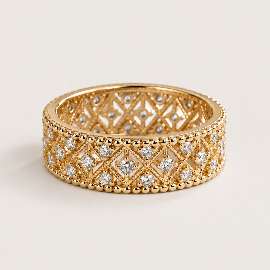 Bague « Ajourée Losanges » plaqué or