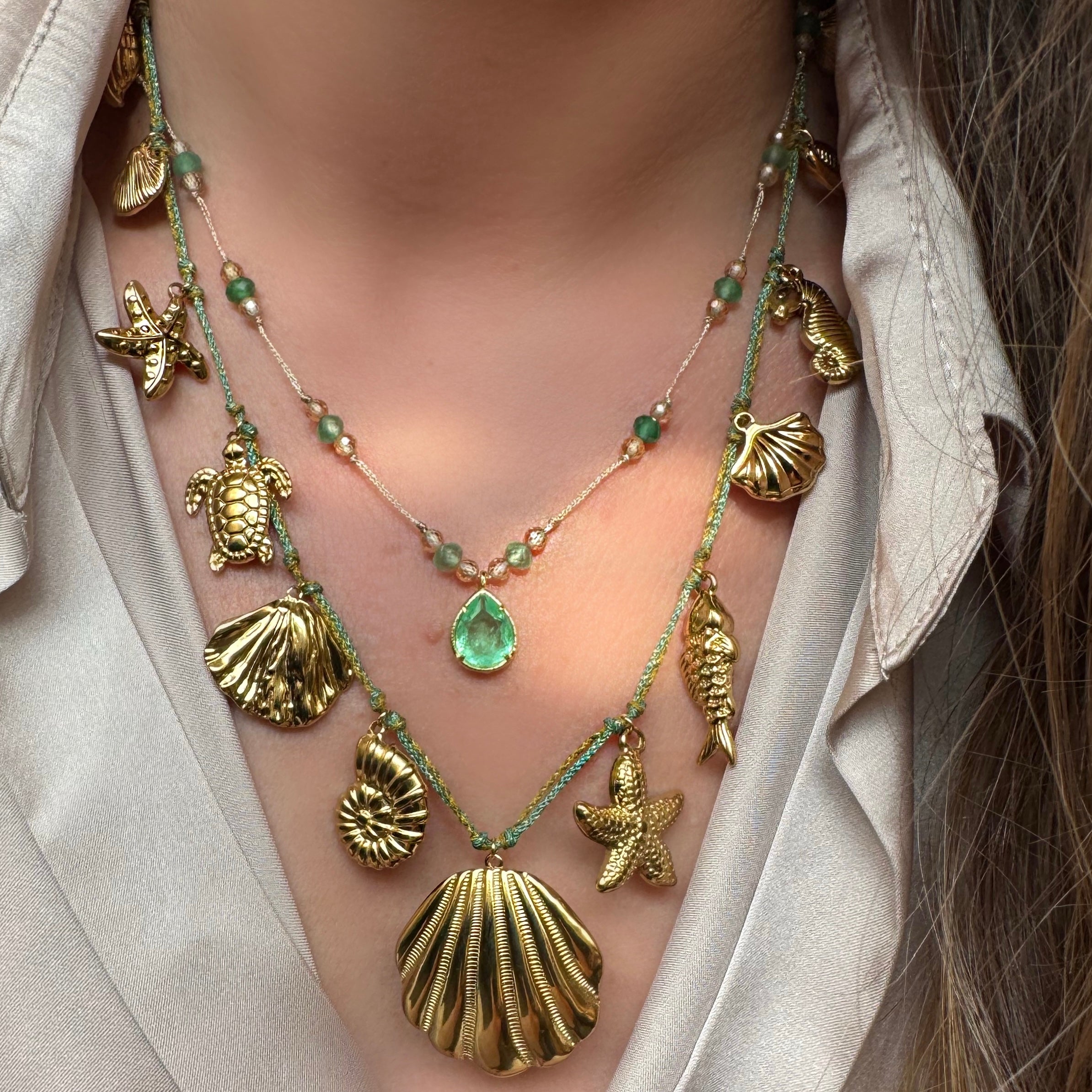 Collier “Trésors de l’Océan” – Charms Coquillages & Créatures Marines