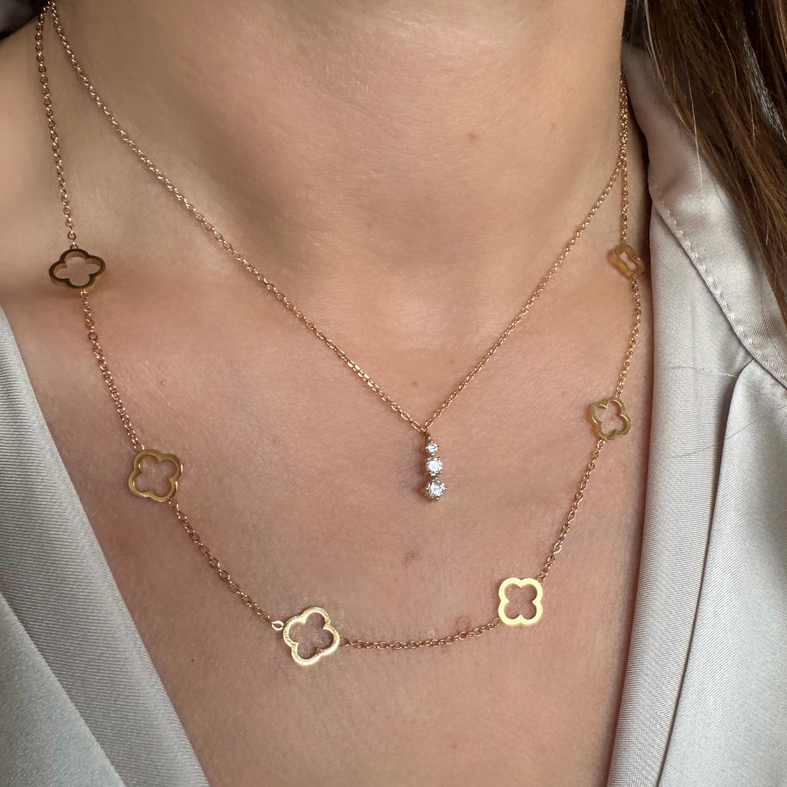 Collier « 3 oxydes » plaqué or