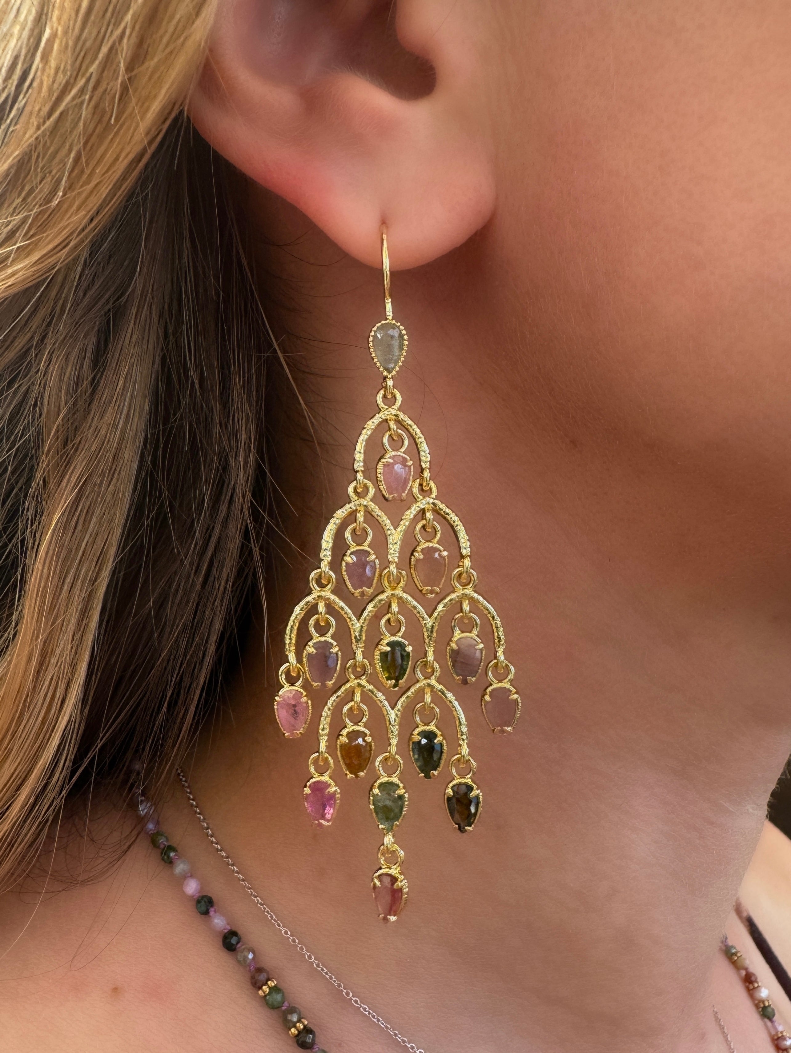 Boucles d'oreilles "Pampilles tourmaline"