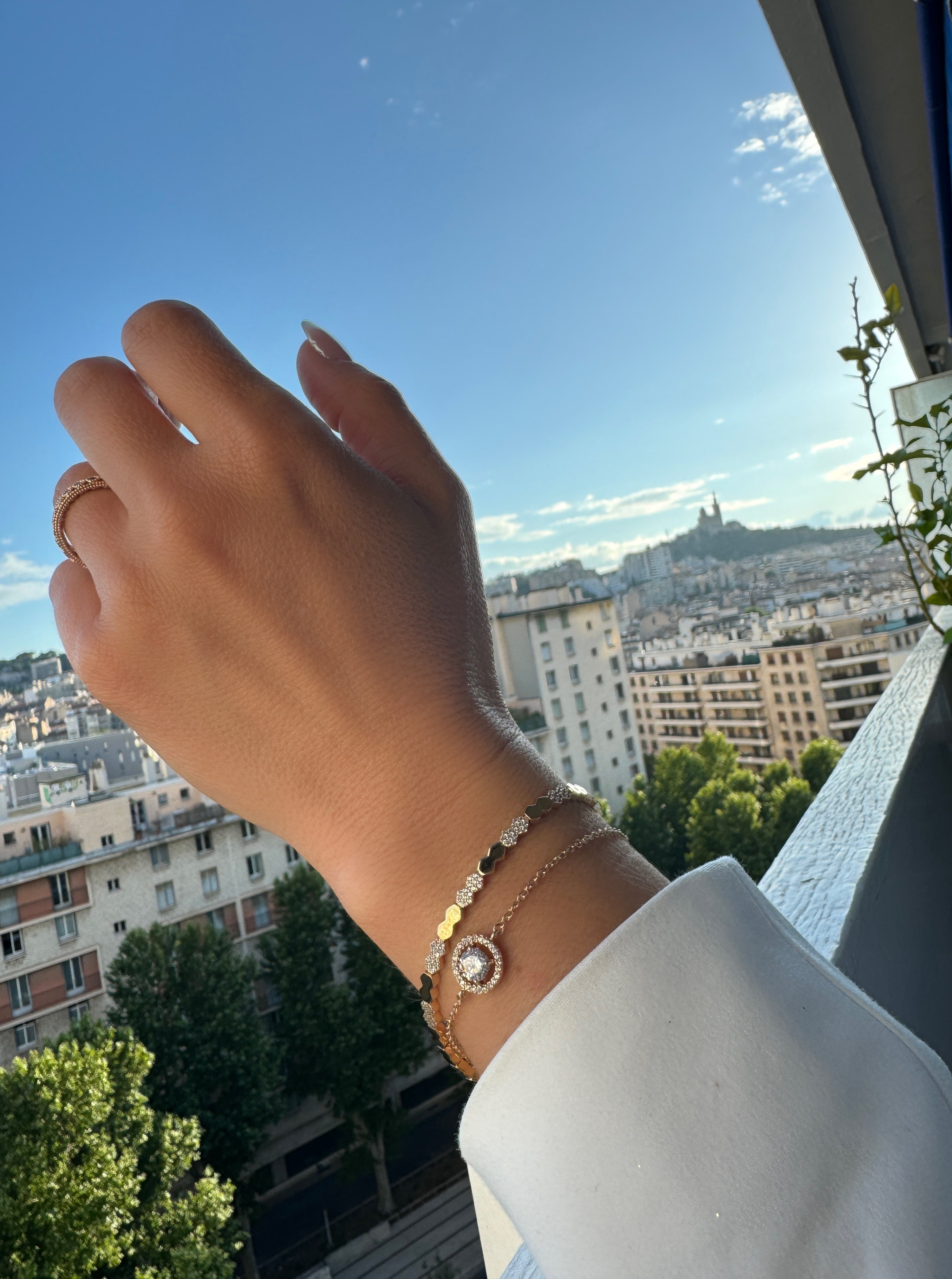 Bracelet « Facettes géométriques » plaqué or