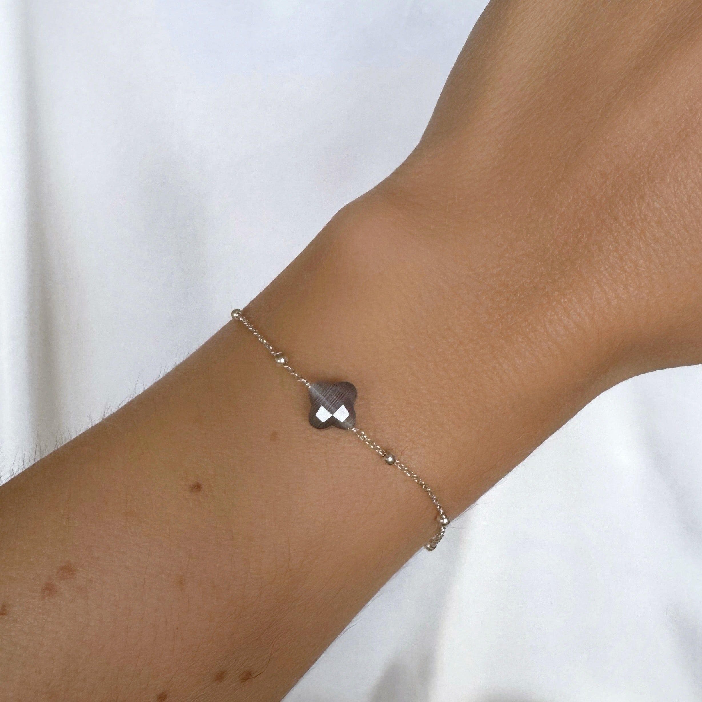 Bracelet « Trèfle gris » argent 925