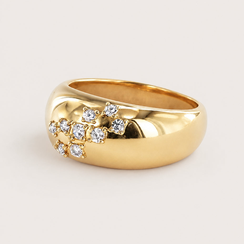 Bague « Bombée Stardust » plaqué or