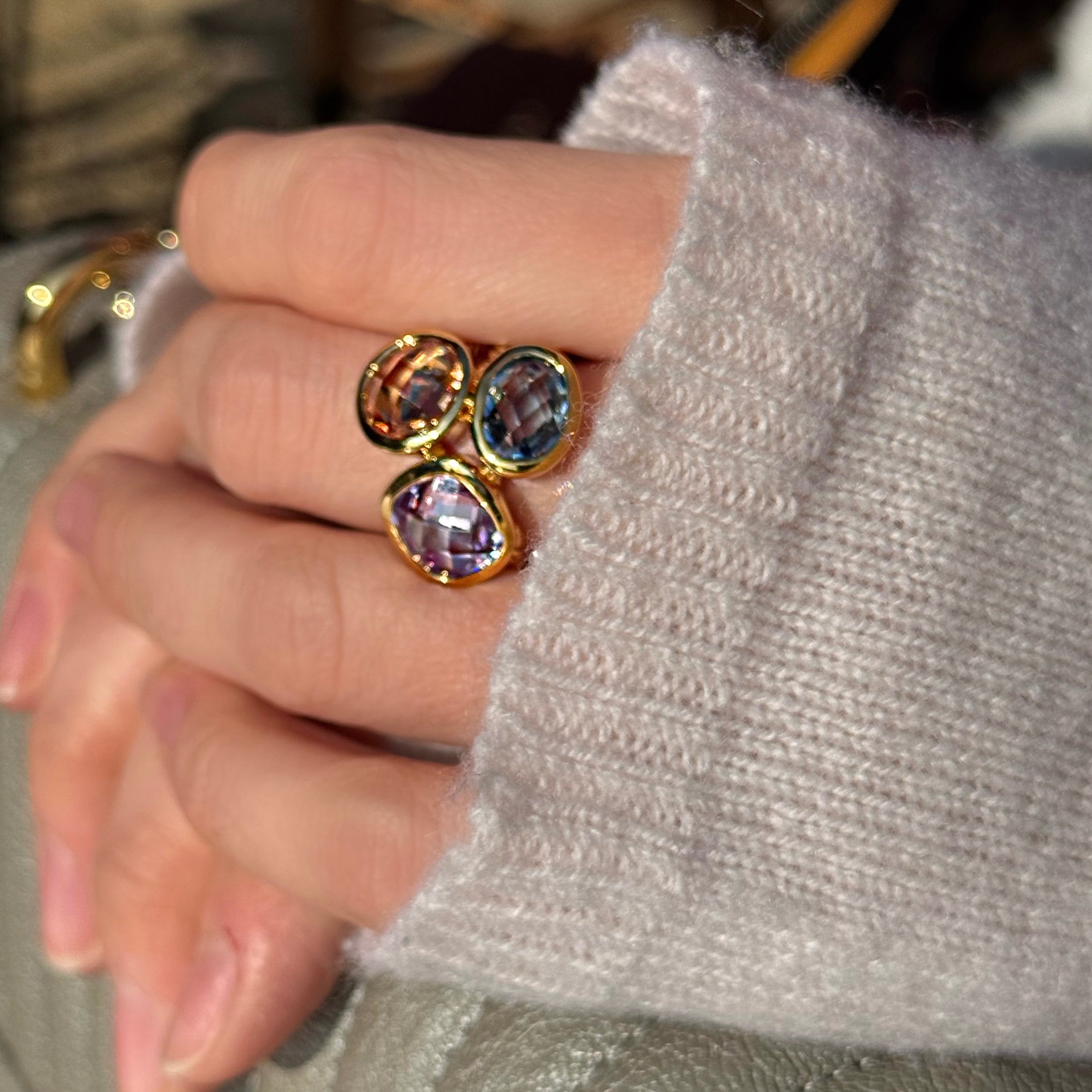 Bague « 3 pierres » plaqué or