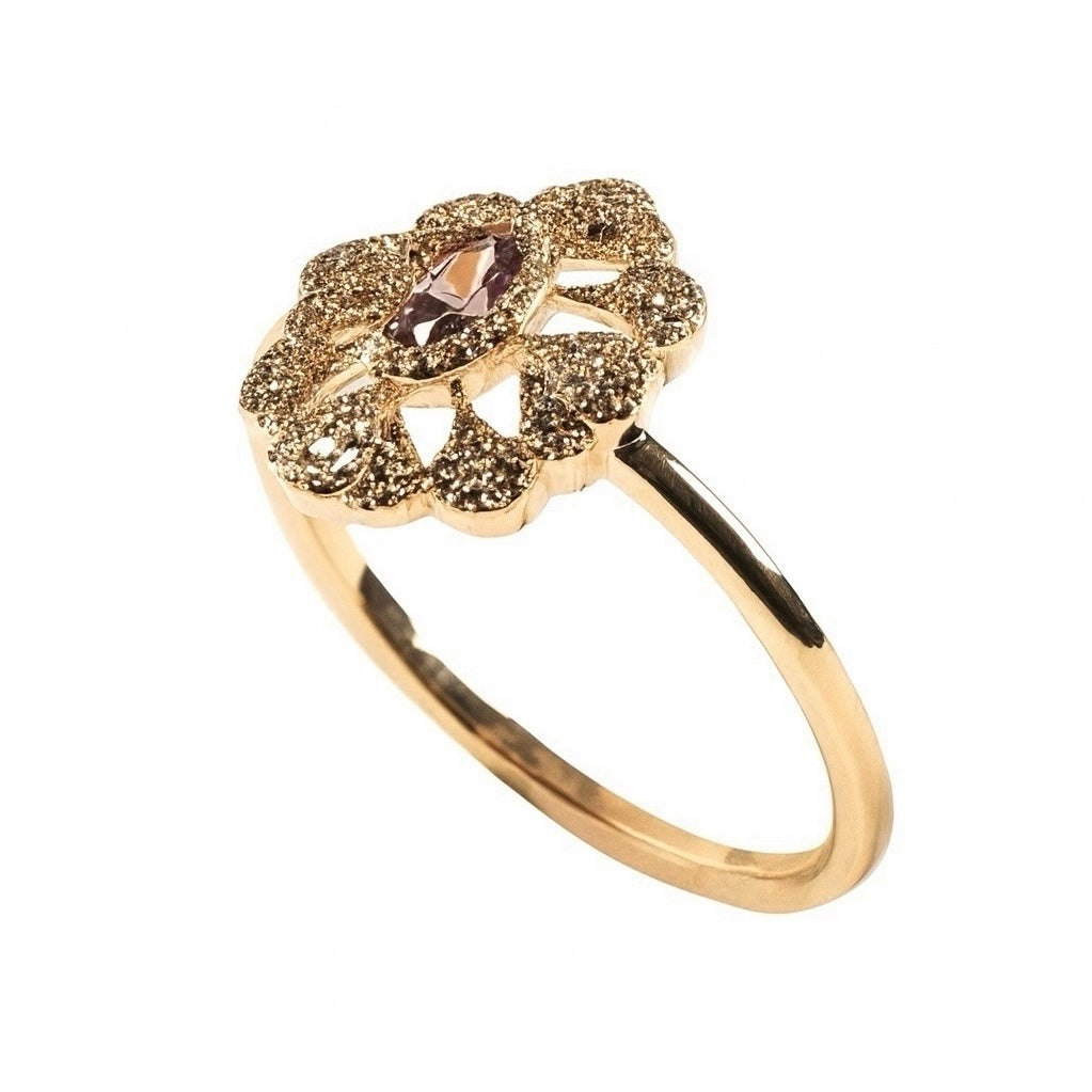 Bague ancienne « style améthyste » plaqué or