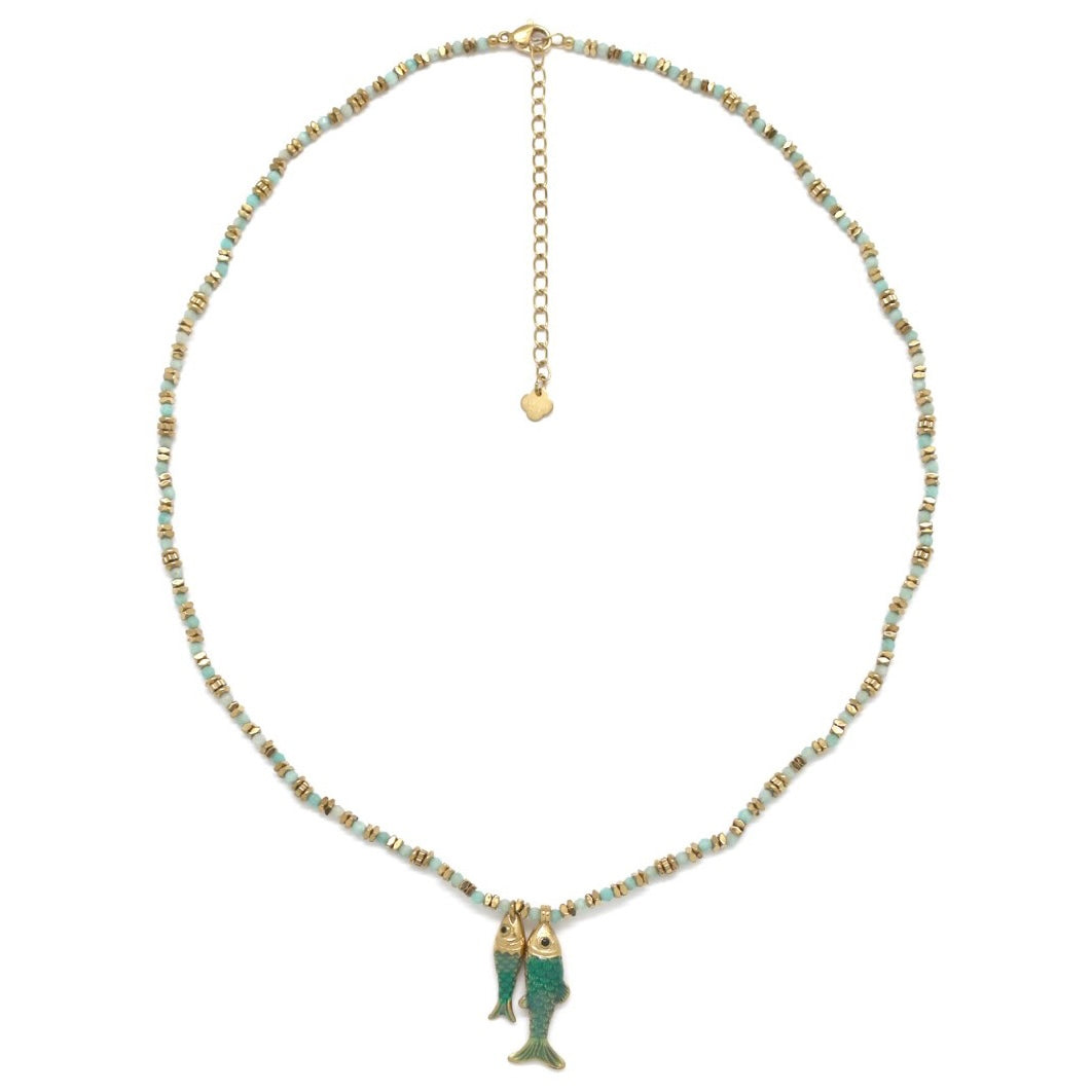 Collier « Poissons » en Amazonite