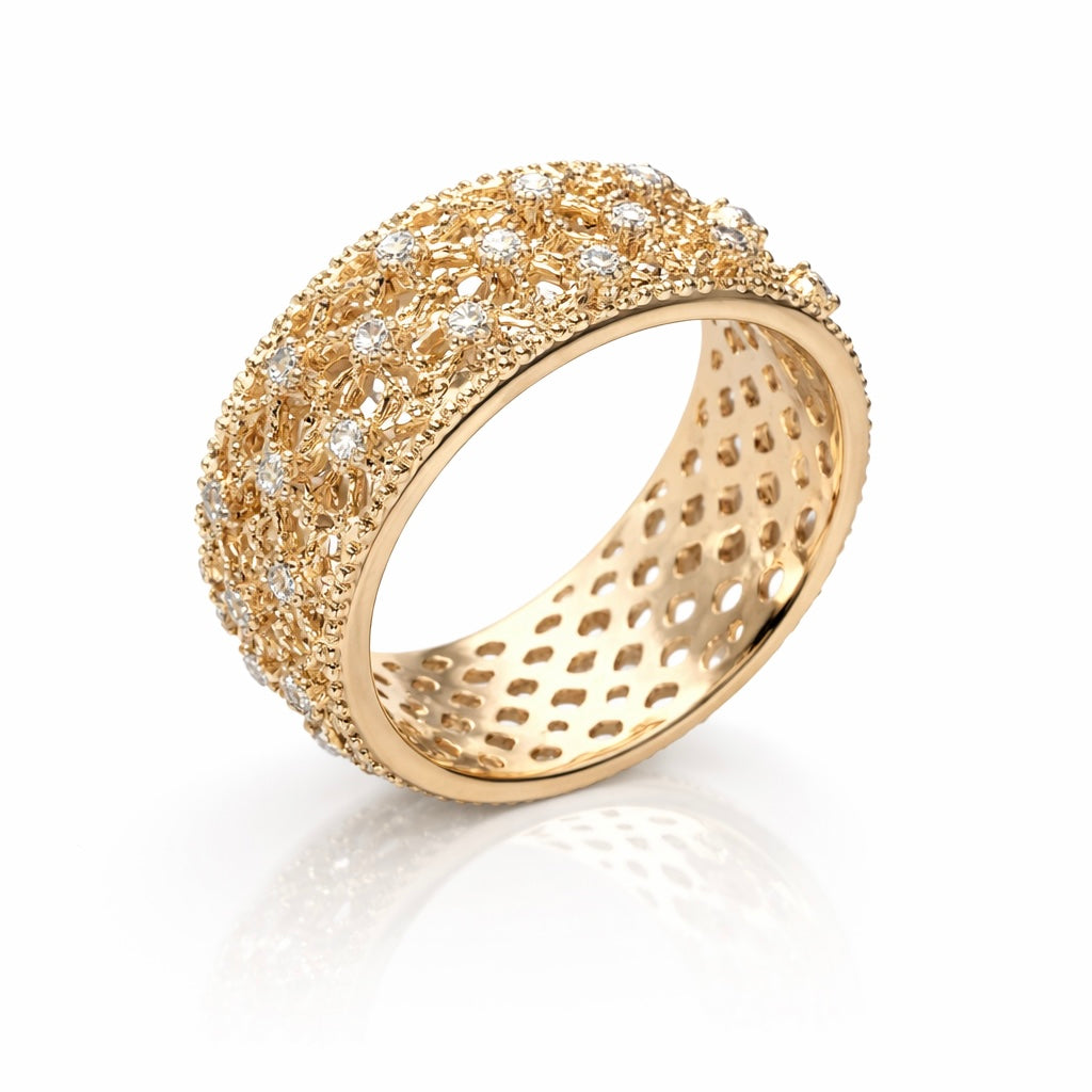 Bague « Dentelle sertie » plaqué or