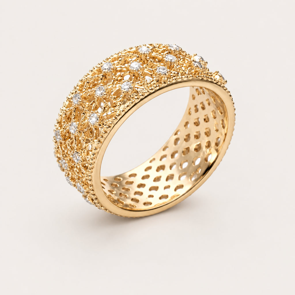 Bague « Dentelle sertie » plaqué or