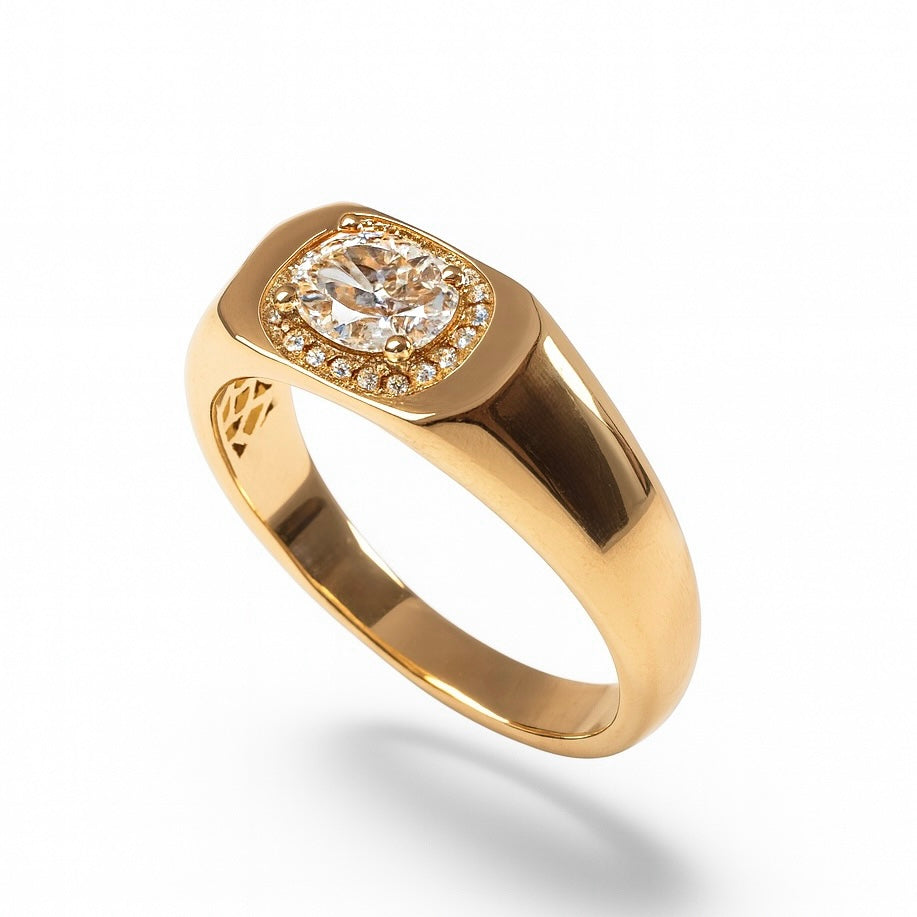 Bague de petit doigt « Sertie » plaqué or