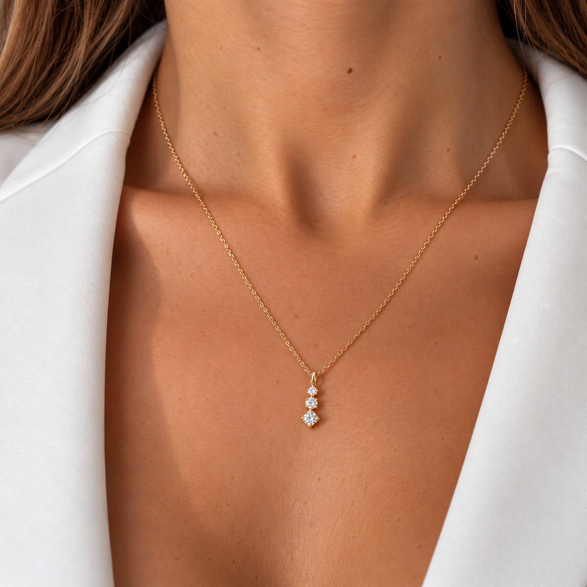 Collier « 3 oxydes » plaqué or