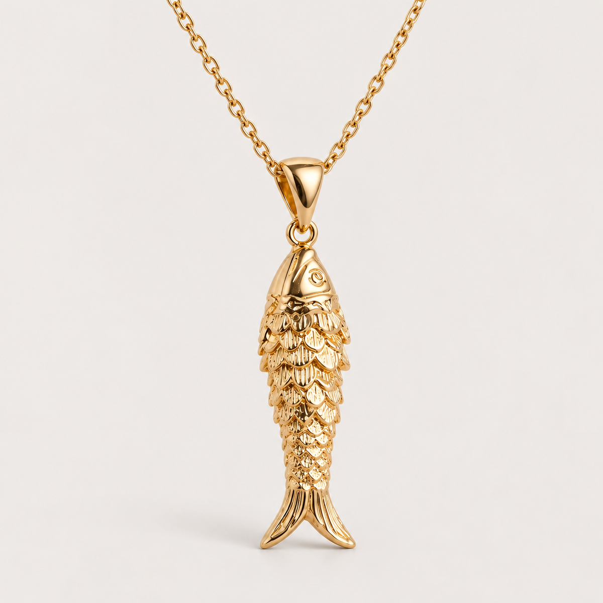 Gold-plated “articulated fish” necklace
