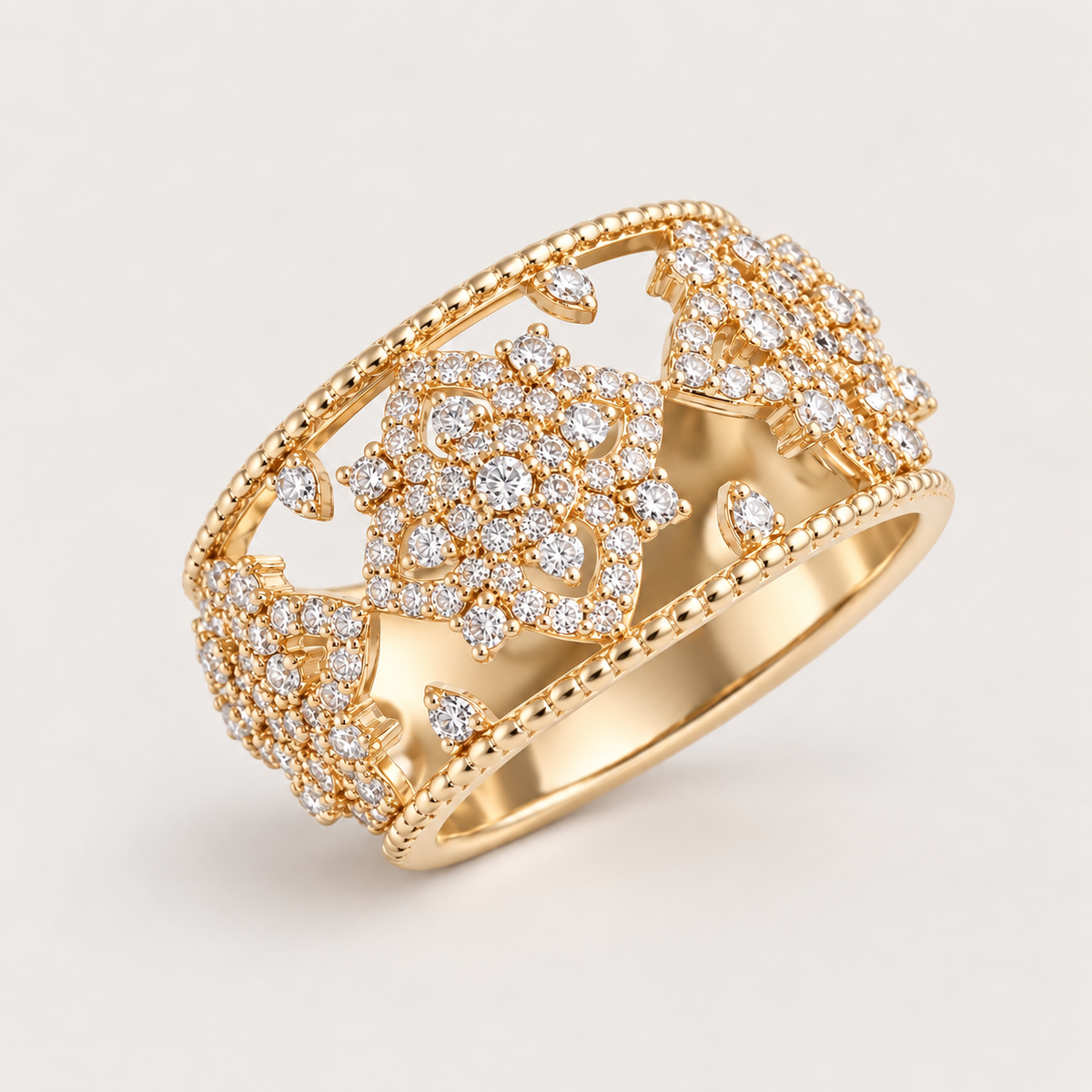 Bague "Florale sertie" plaqué or