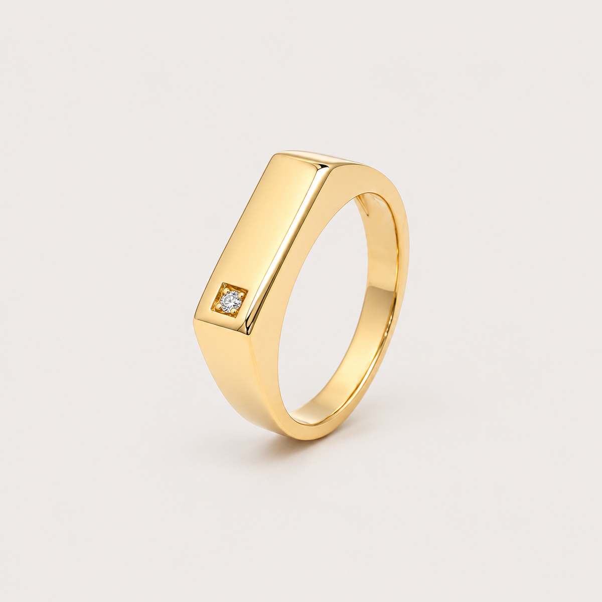 Bague de petit doigt "Chevalière sertie 1 pierre" plaqué or