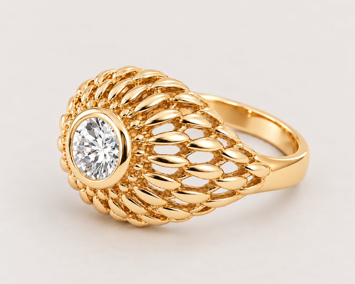Bague « Bombée » plaqué or