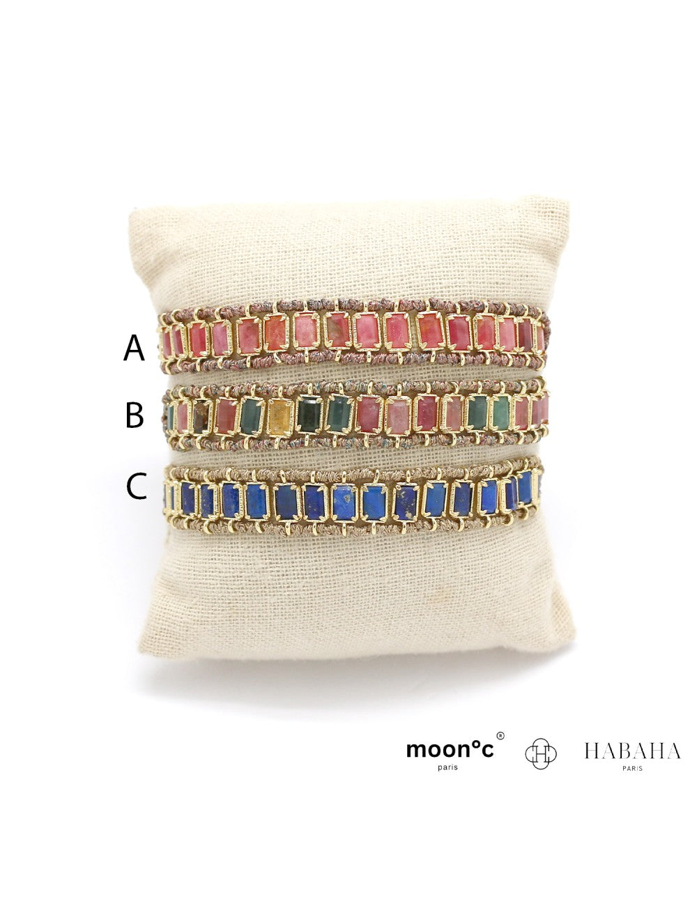 Bracelet Tressé – Pierres Rectangulaires & Finitions Dorées