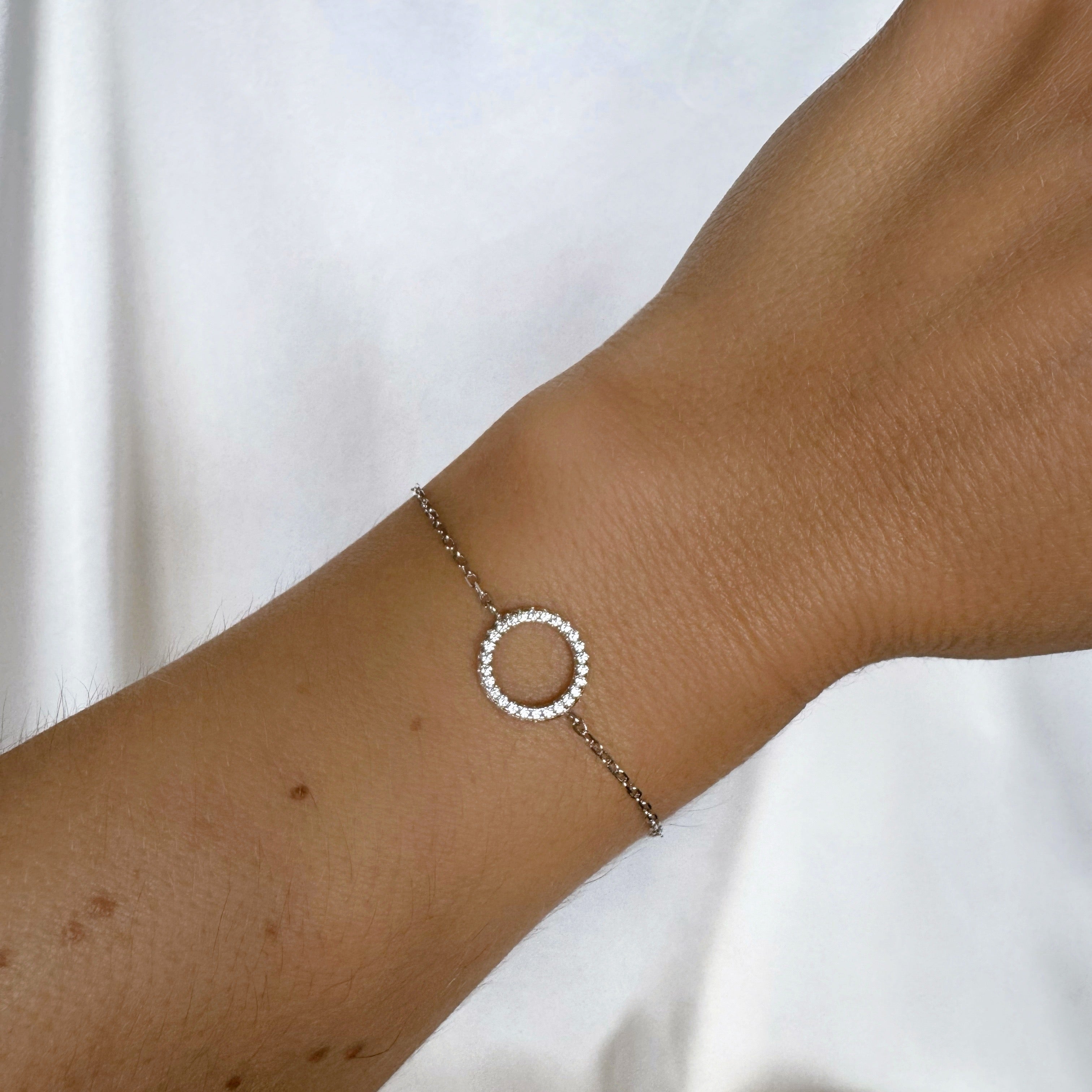 Bracelet « Petit anneau serti » argent 925 rhodié